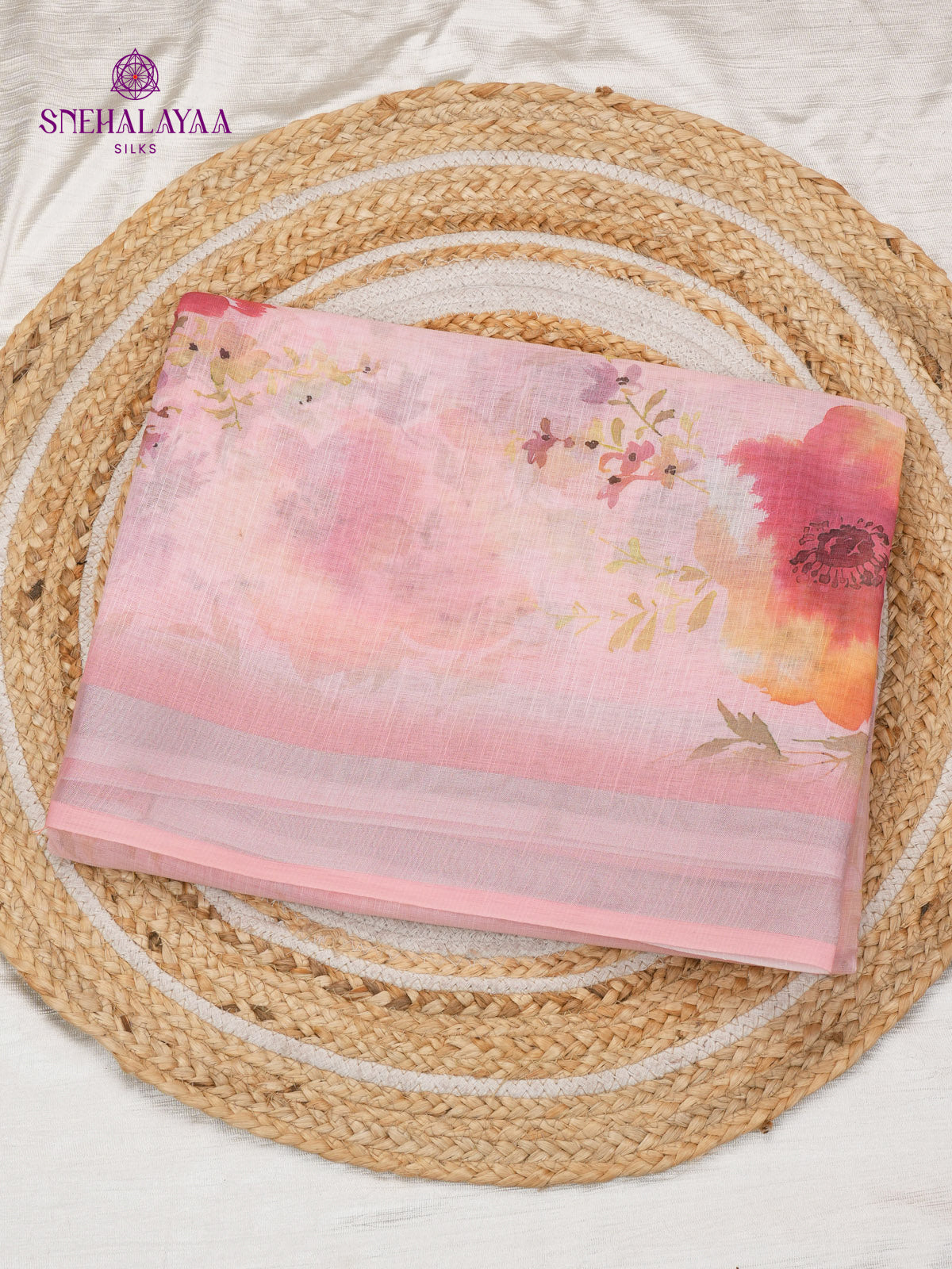 Pastel Pink Linen Saree