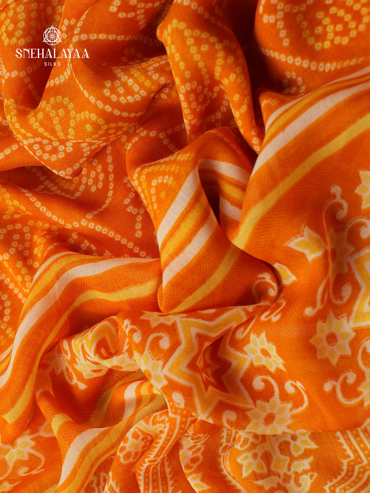 Mango Yellow Chiffon Saree