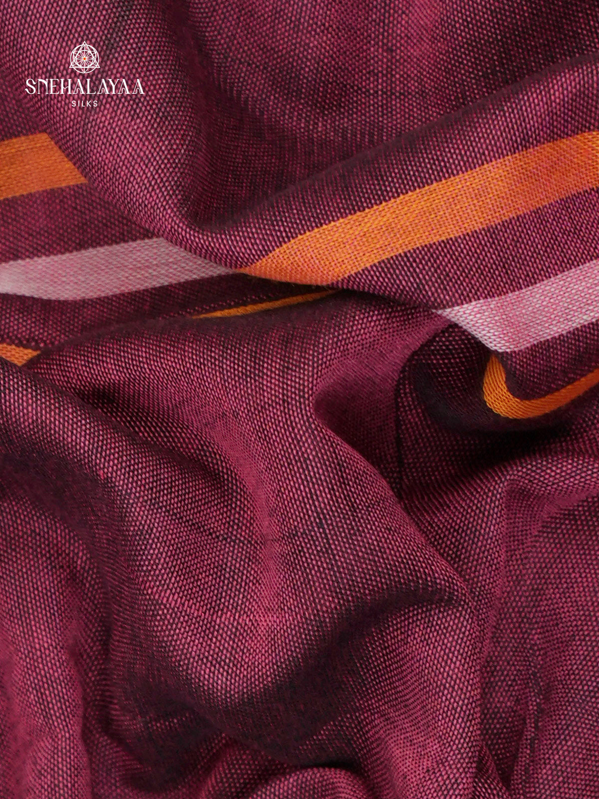 Maroon Narayanpet Cotton Saree without Blouse