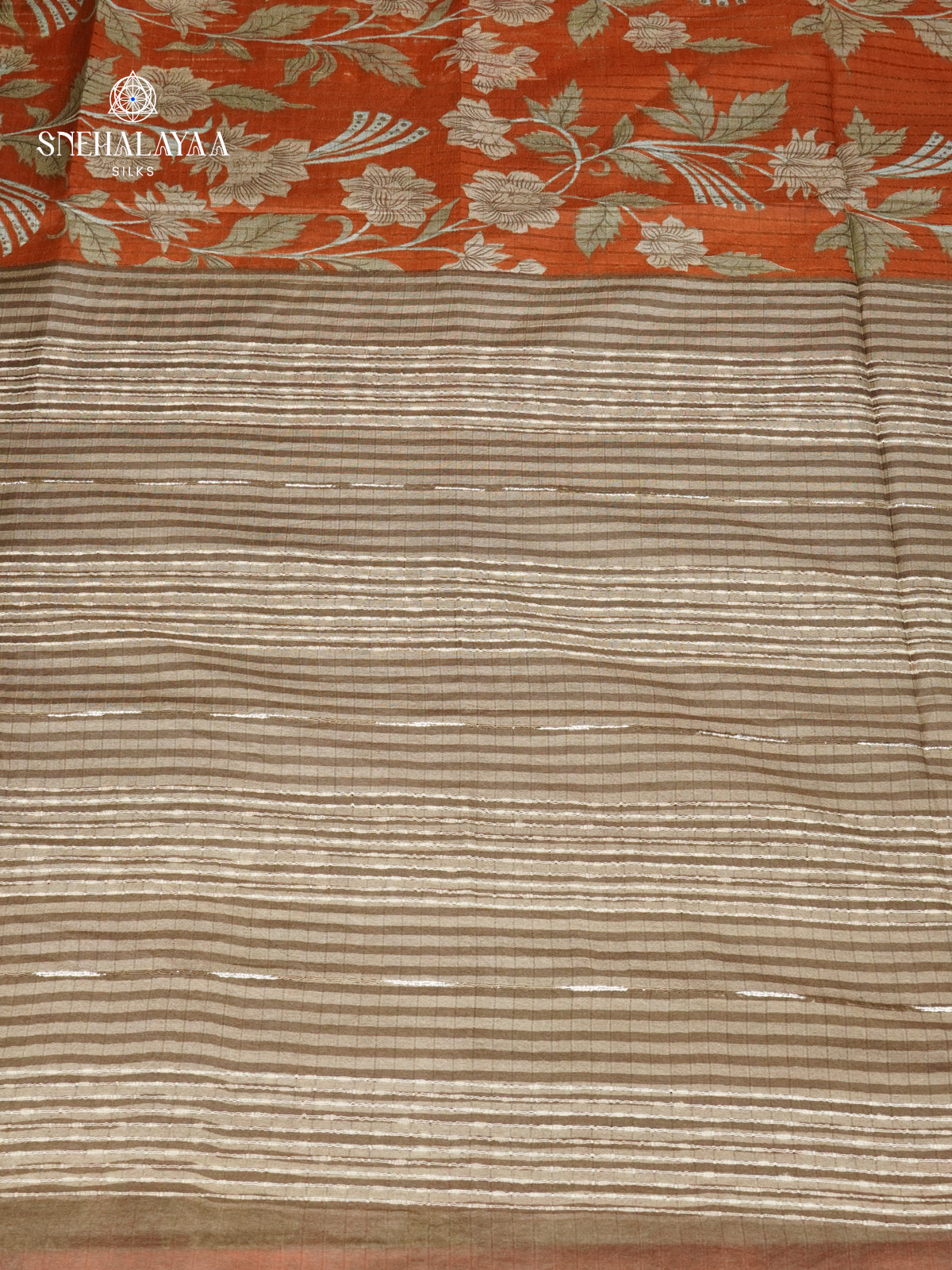 Orange Bamboo Silk Saree