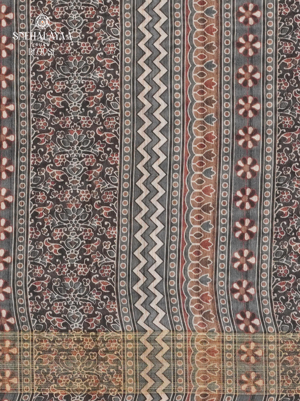 Beige With Grey Border Tussar Saree