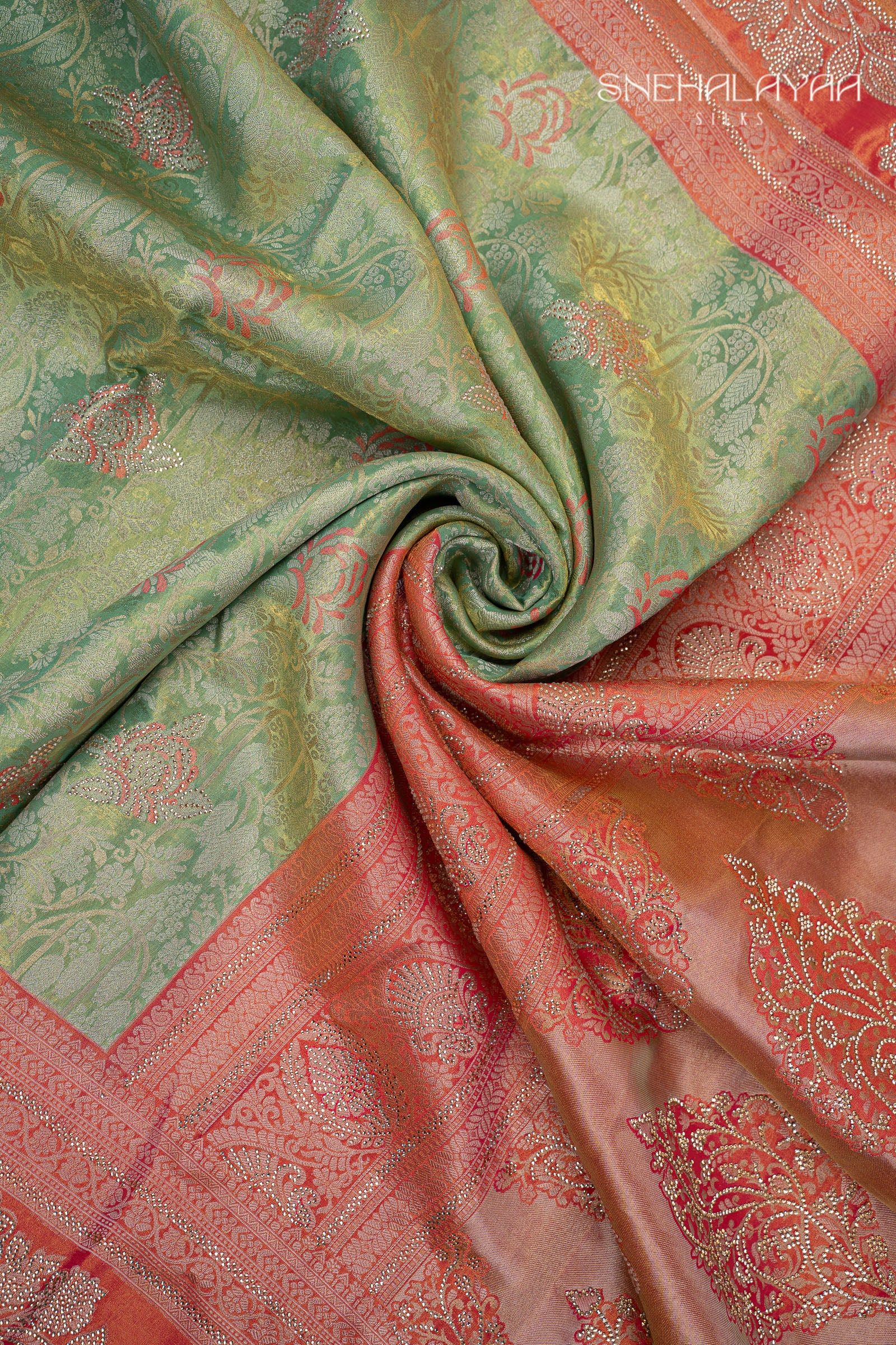 Mint Green Banaras Saree