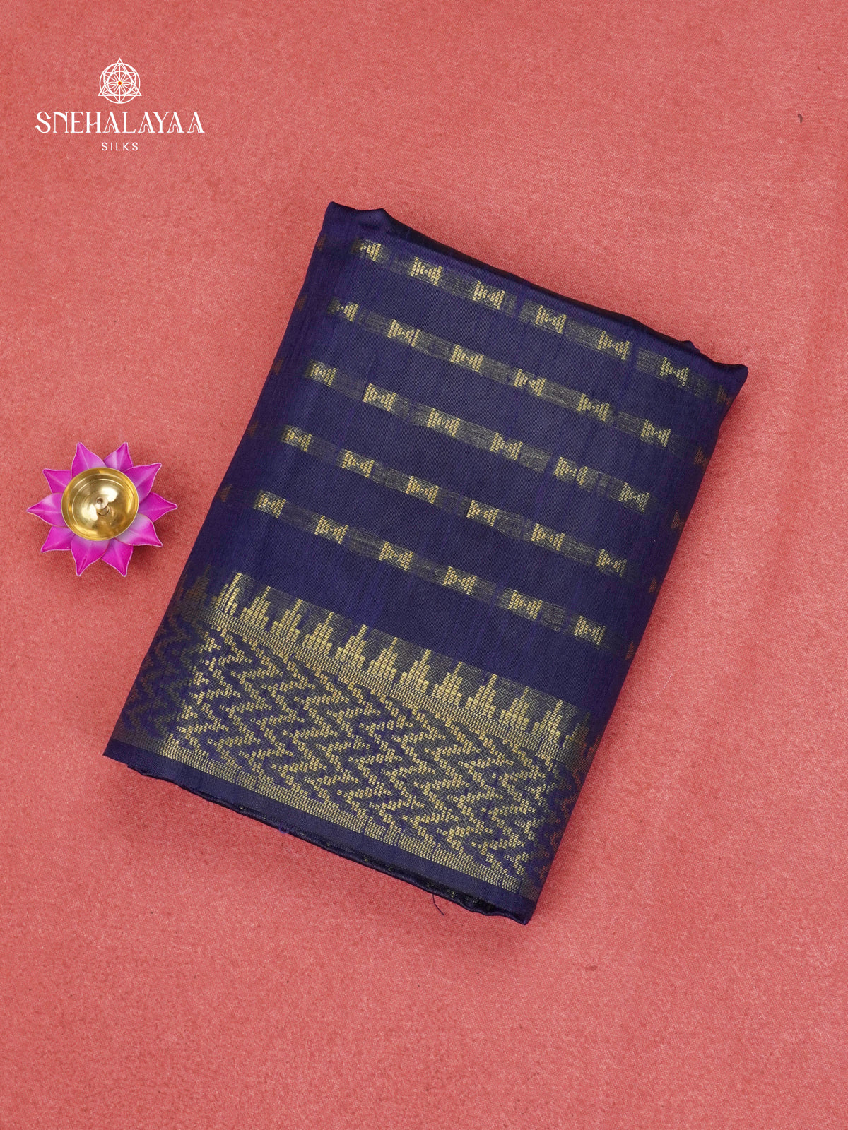 Navy Blue Bamboo Silk Saree