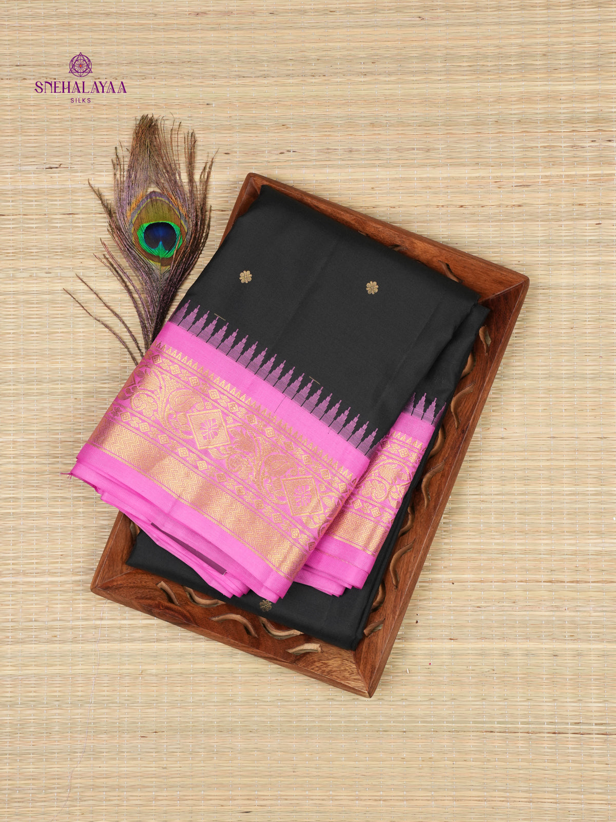 Black Gadwal Silk Saree