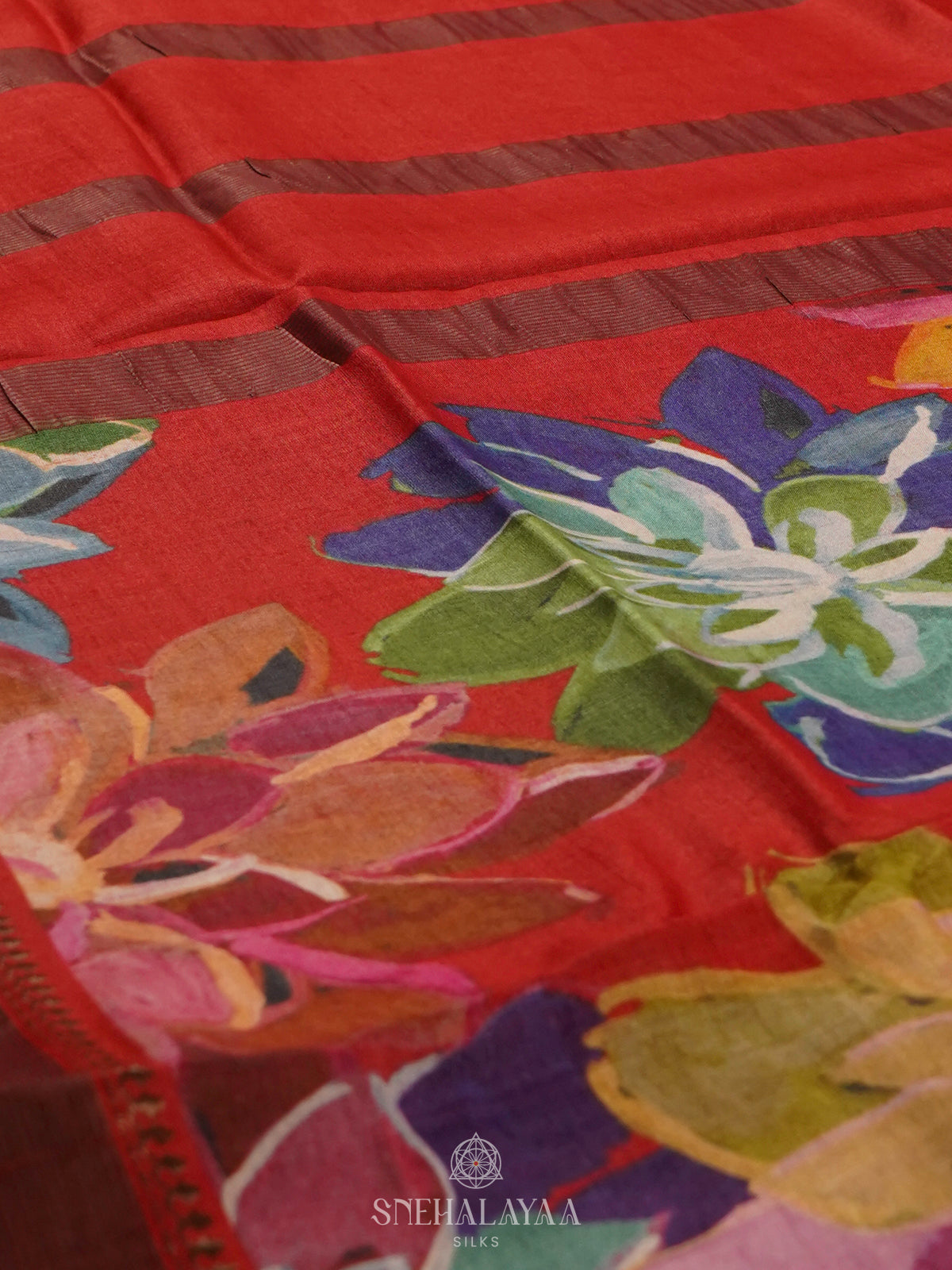 Red Tussar Saree