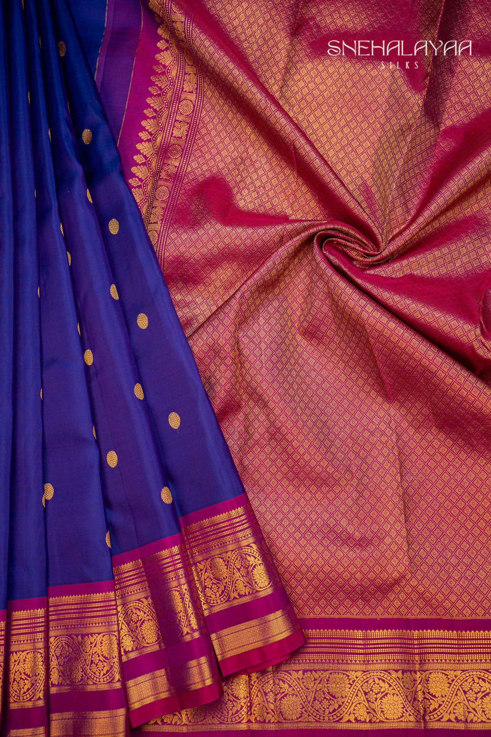 Admiral Blue Kancheevaram Silk Saree