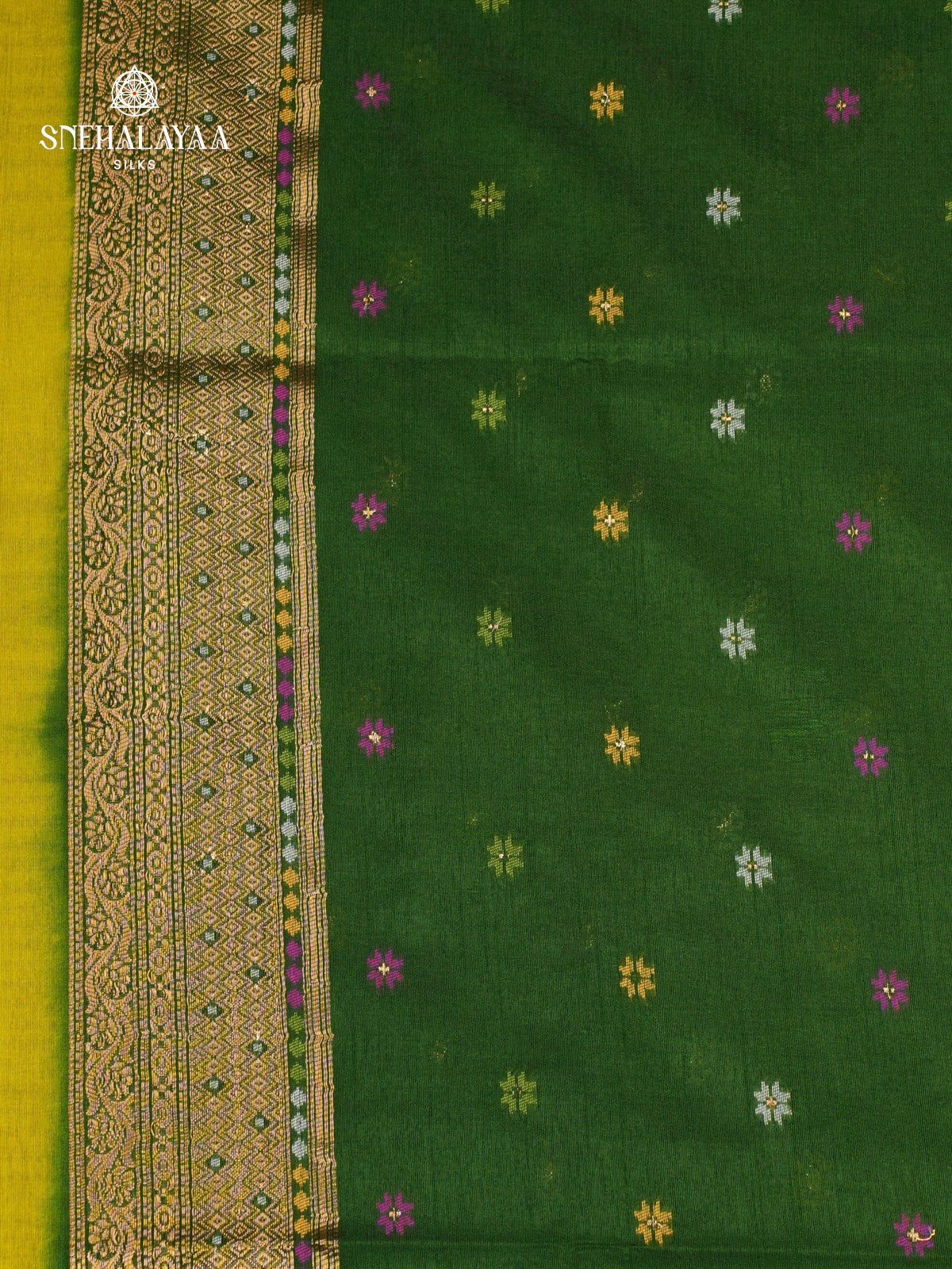 Lemon Yellow Ikat Saree