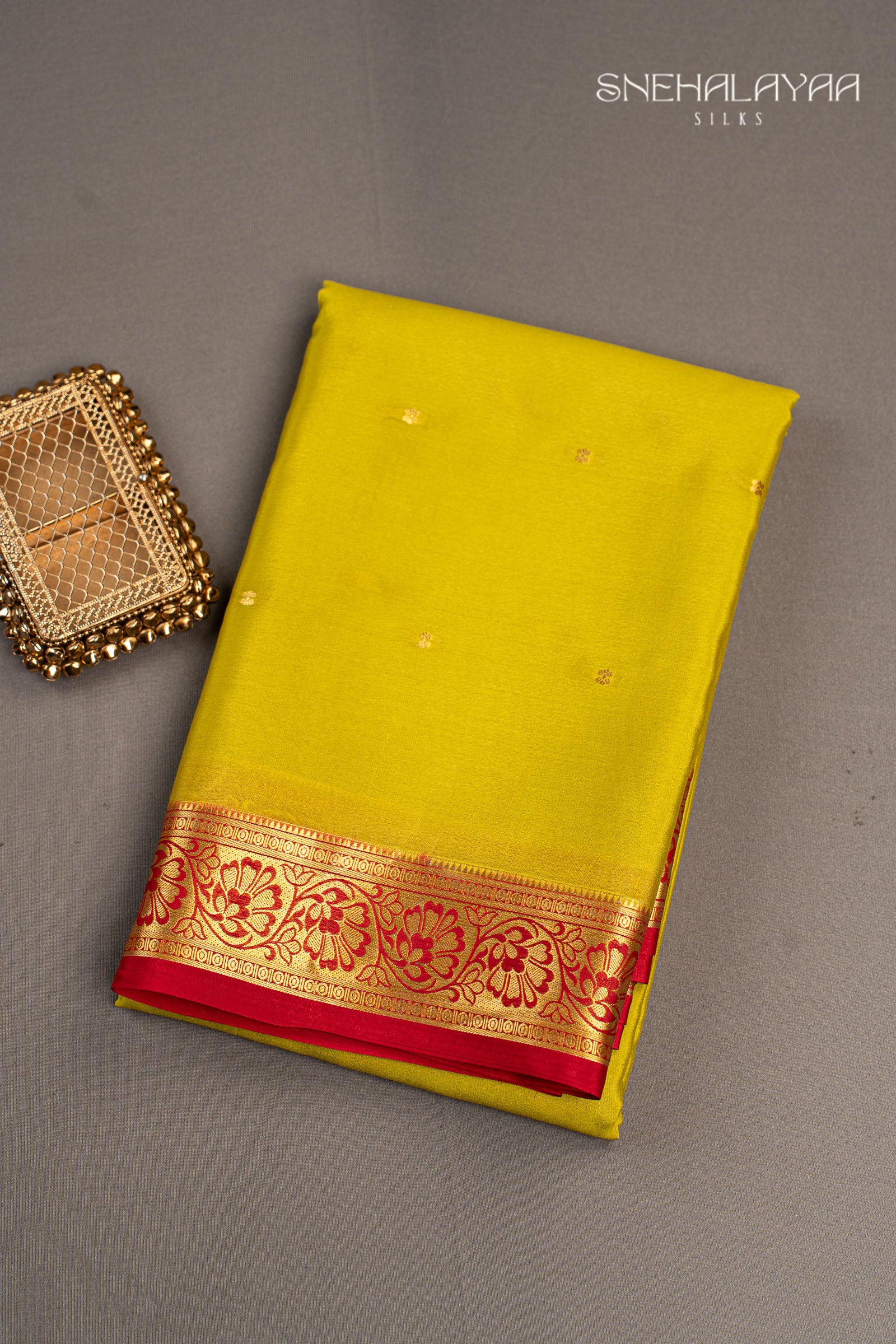 Chartreuse Green Mysore Crepe Silk Saree