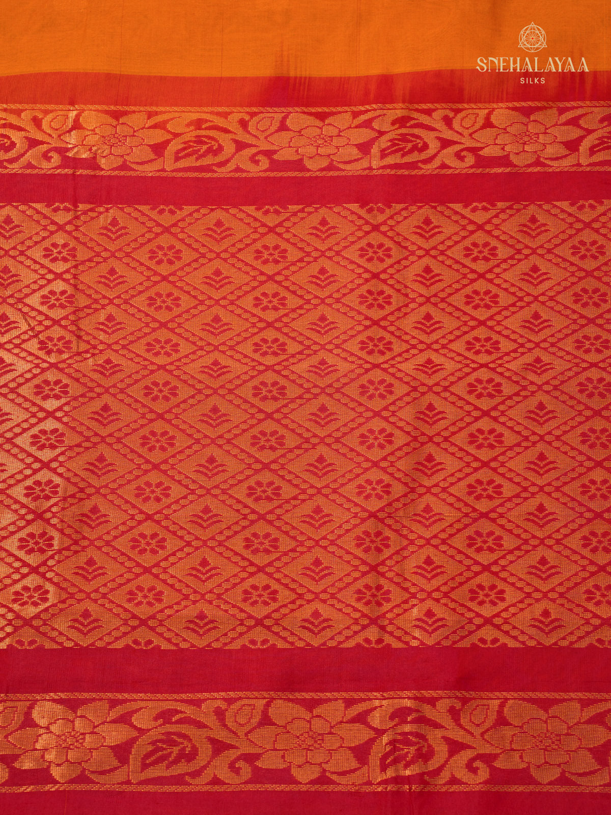 Orange Gadwal Cotton Saree