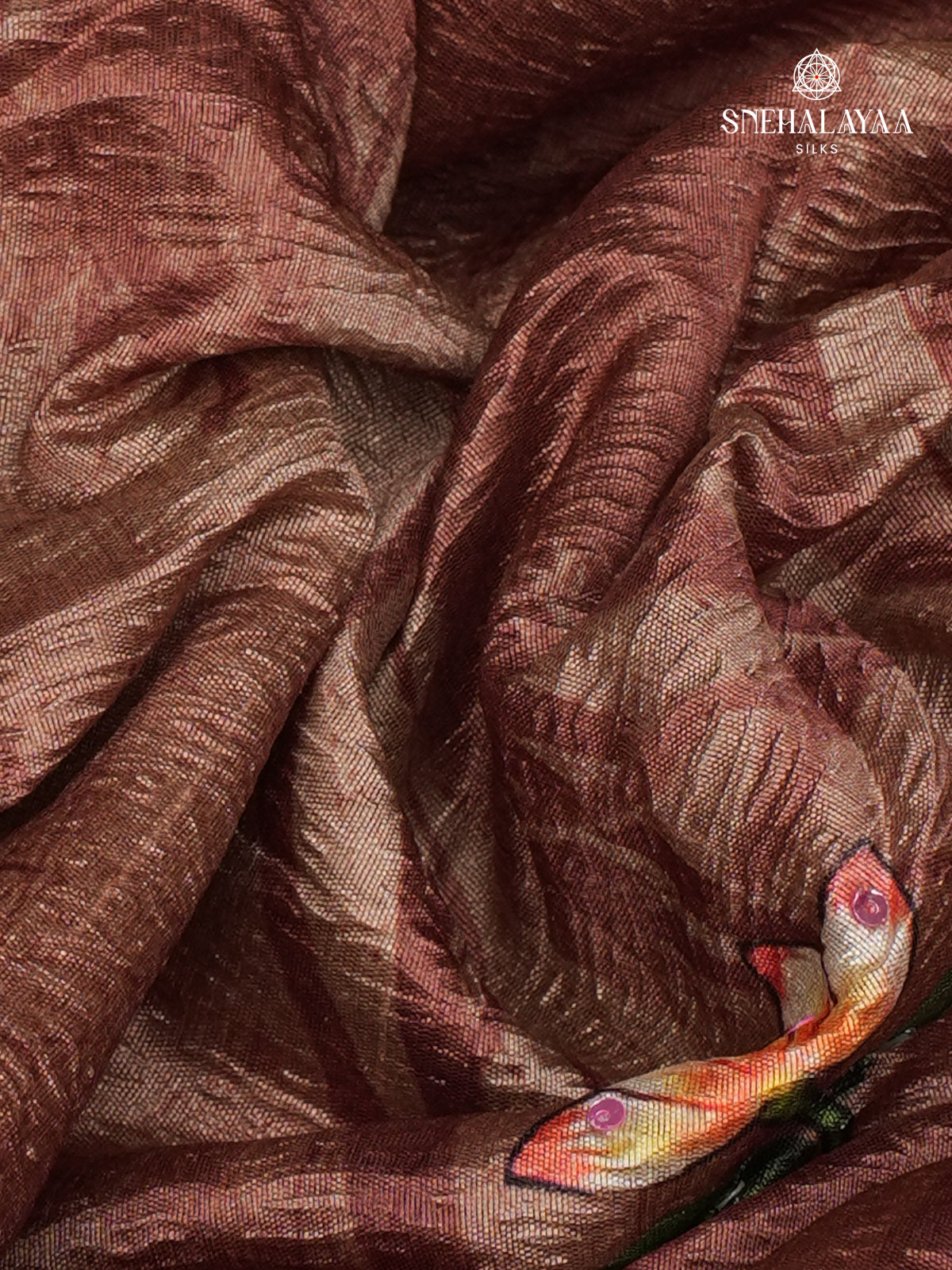 Brown Crush Embroidery Saree