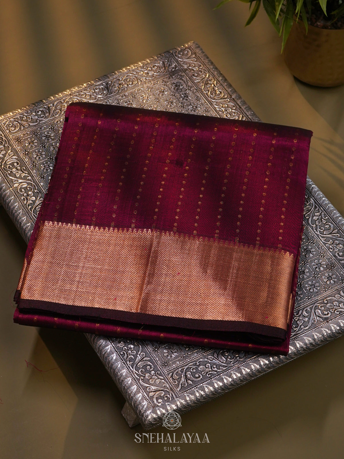 Burgundy Managalagiri Kuppadam Silk Saree