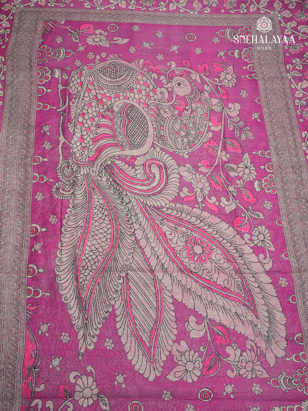 Pastel Pink Printed Linen Saree