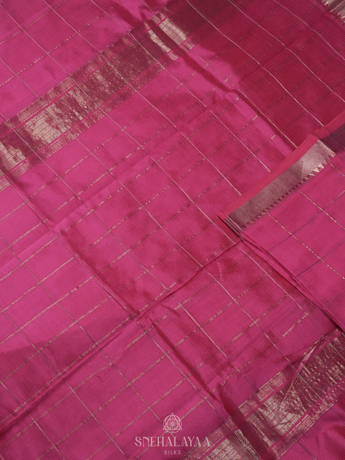Pink Magalagiri Silk Cotton Saree with Ikat Border