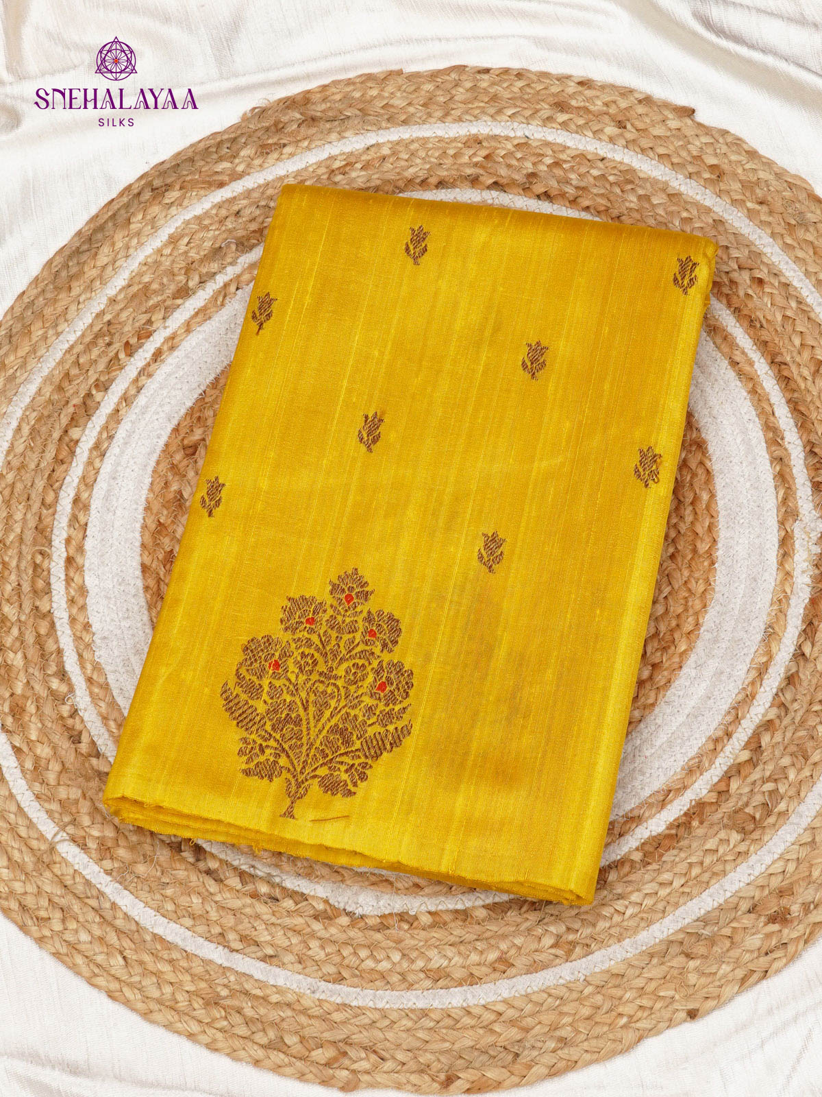 Yellow Banaras Raw Silk Saree