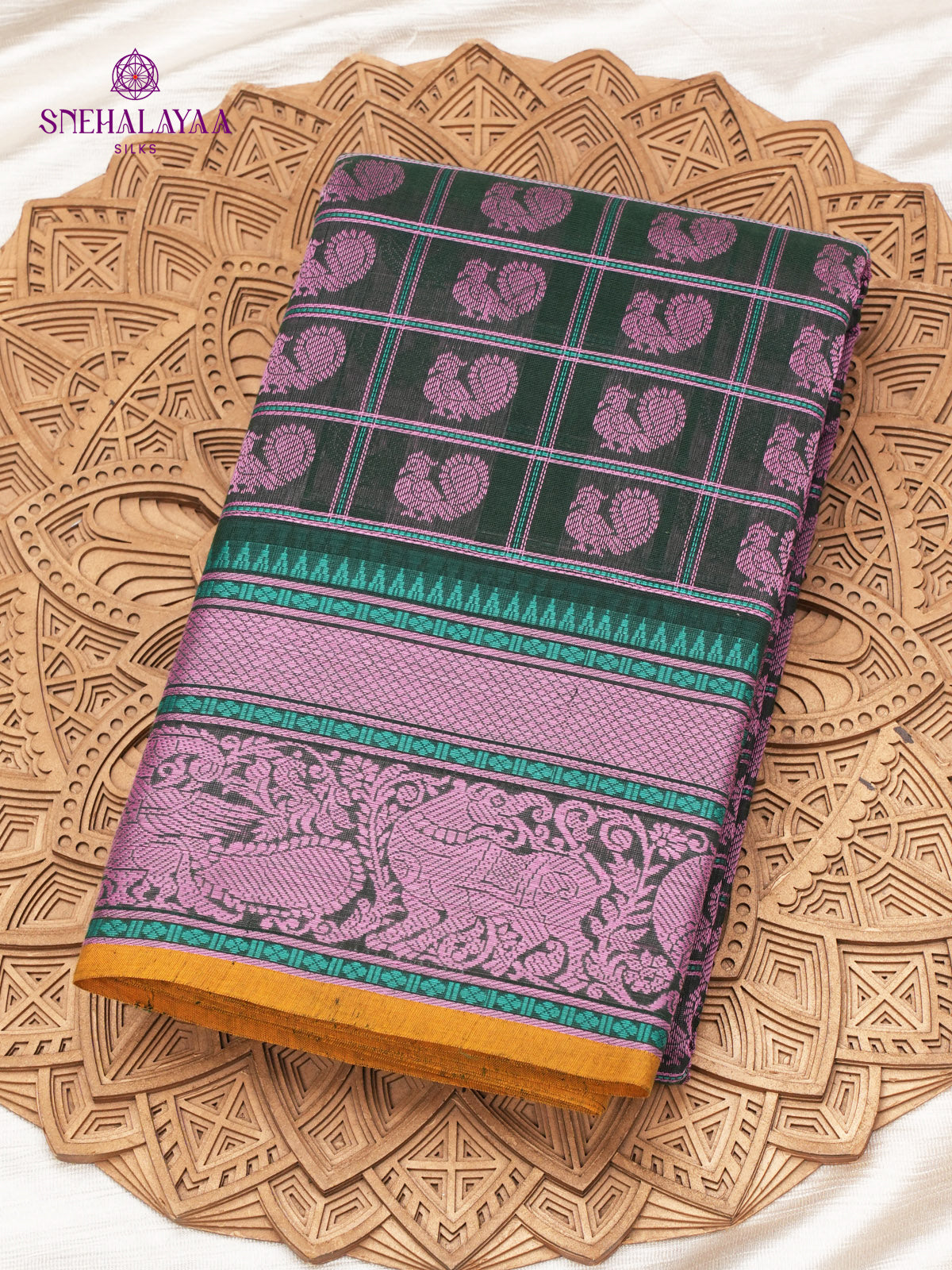 Teal Green Pure Kanchi Cotton Saree