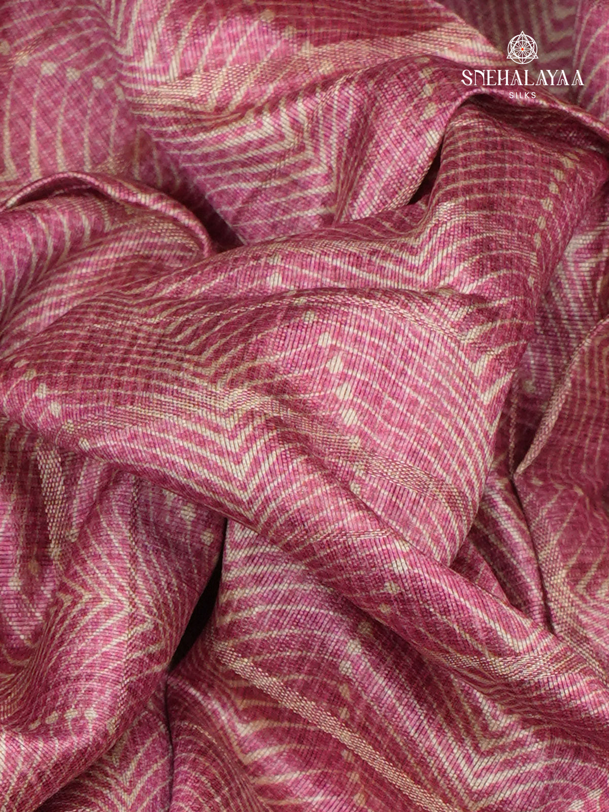 Pink Floral Printed Tussar Saree