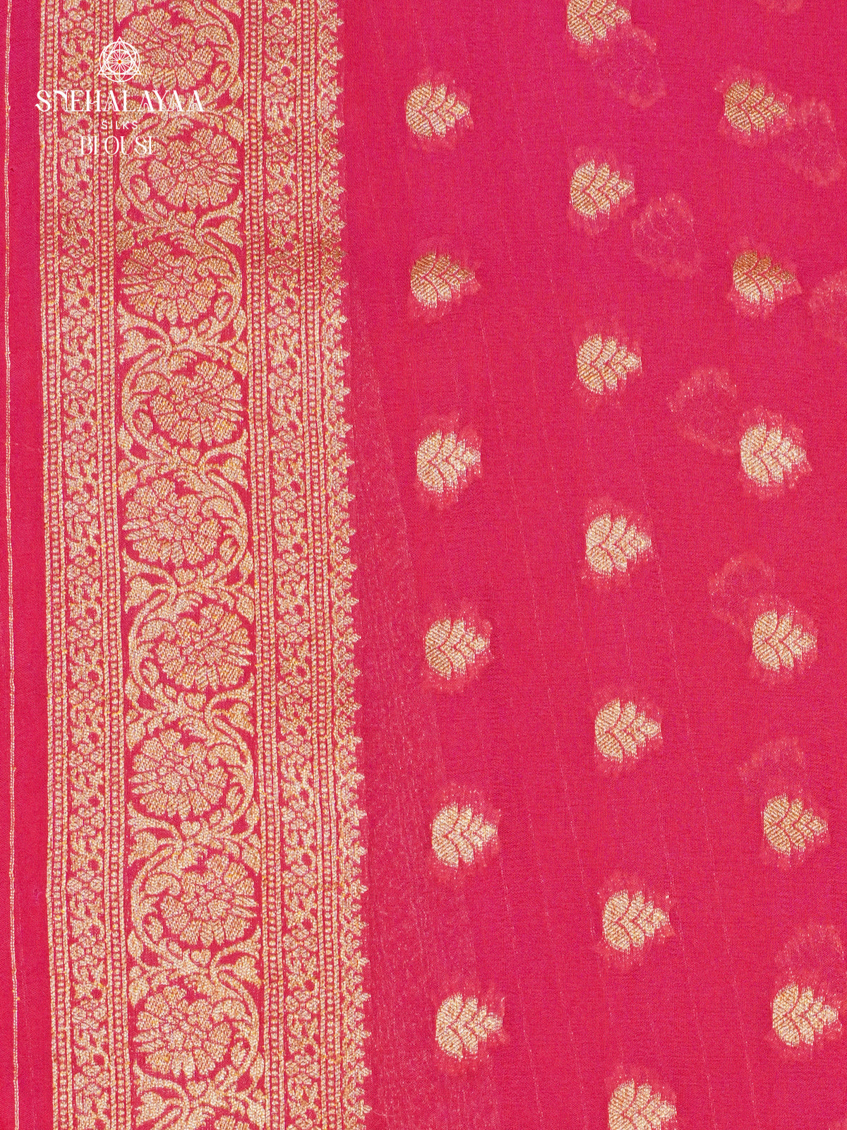 Rich Pink Banaras Crepe Silk Saree