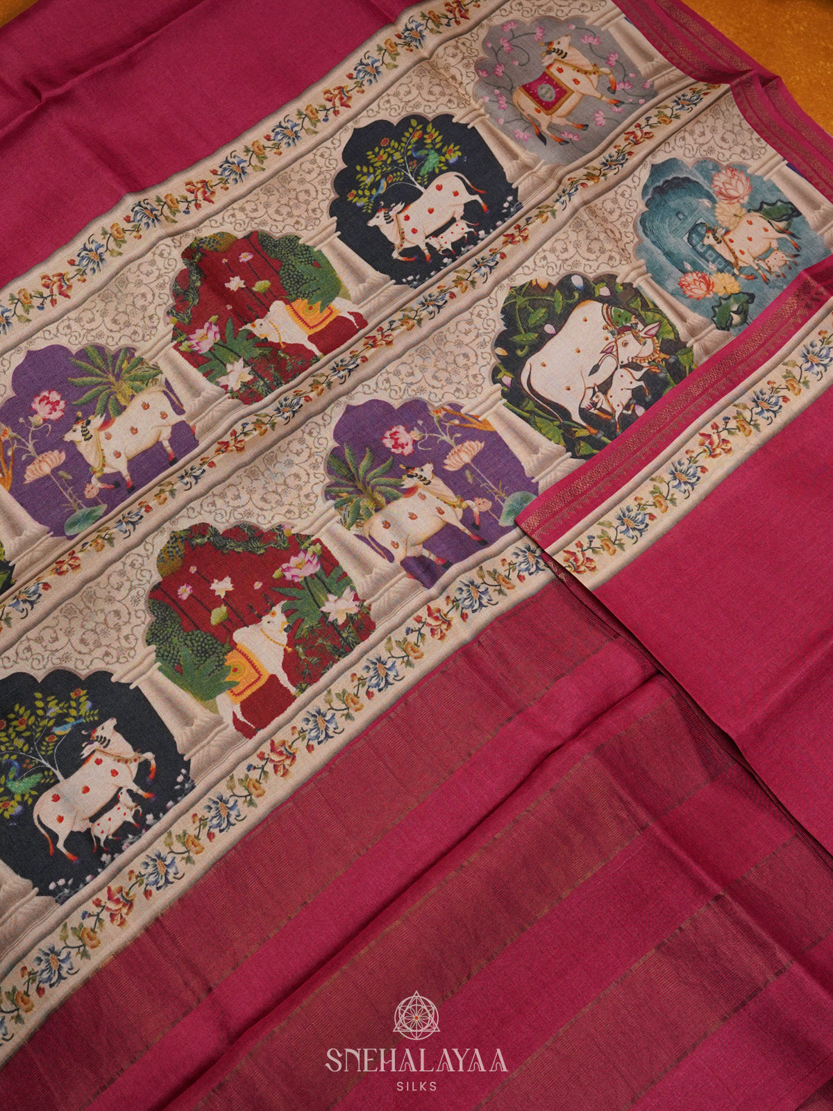 Wine Red Tussar Saree