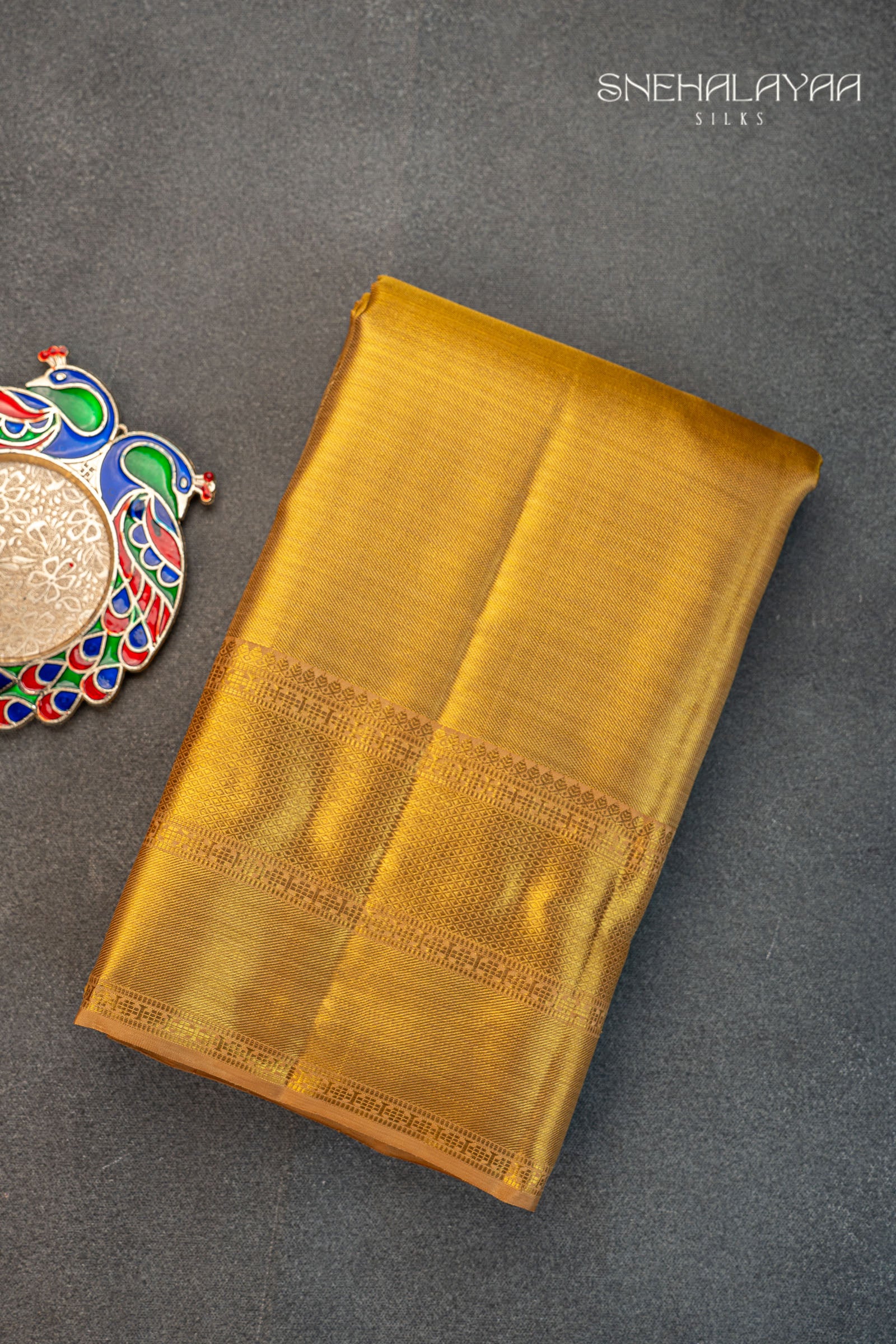 Metallic Yellow Kancheevaram Silk Saree