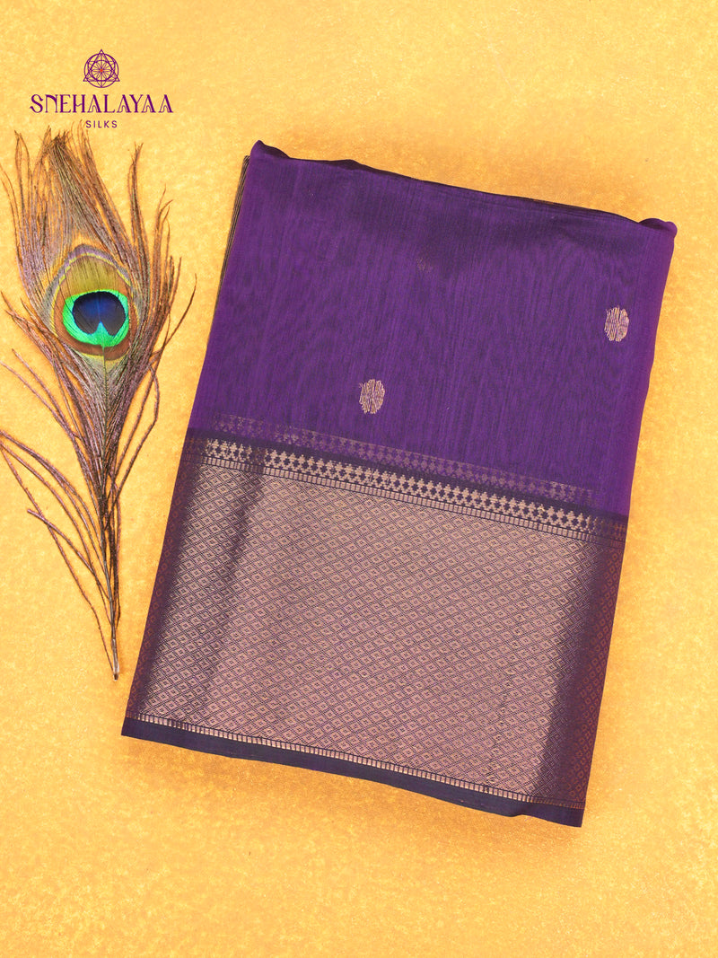 Purple Maheshwari Silk Cotton Saree