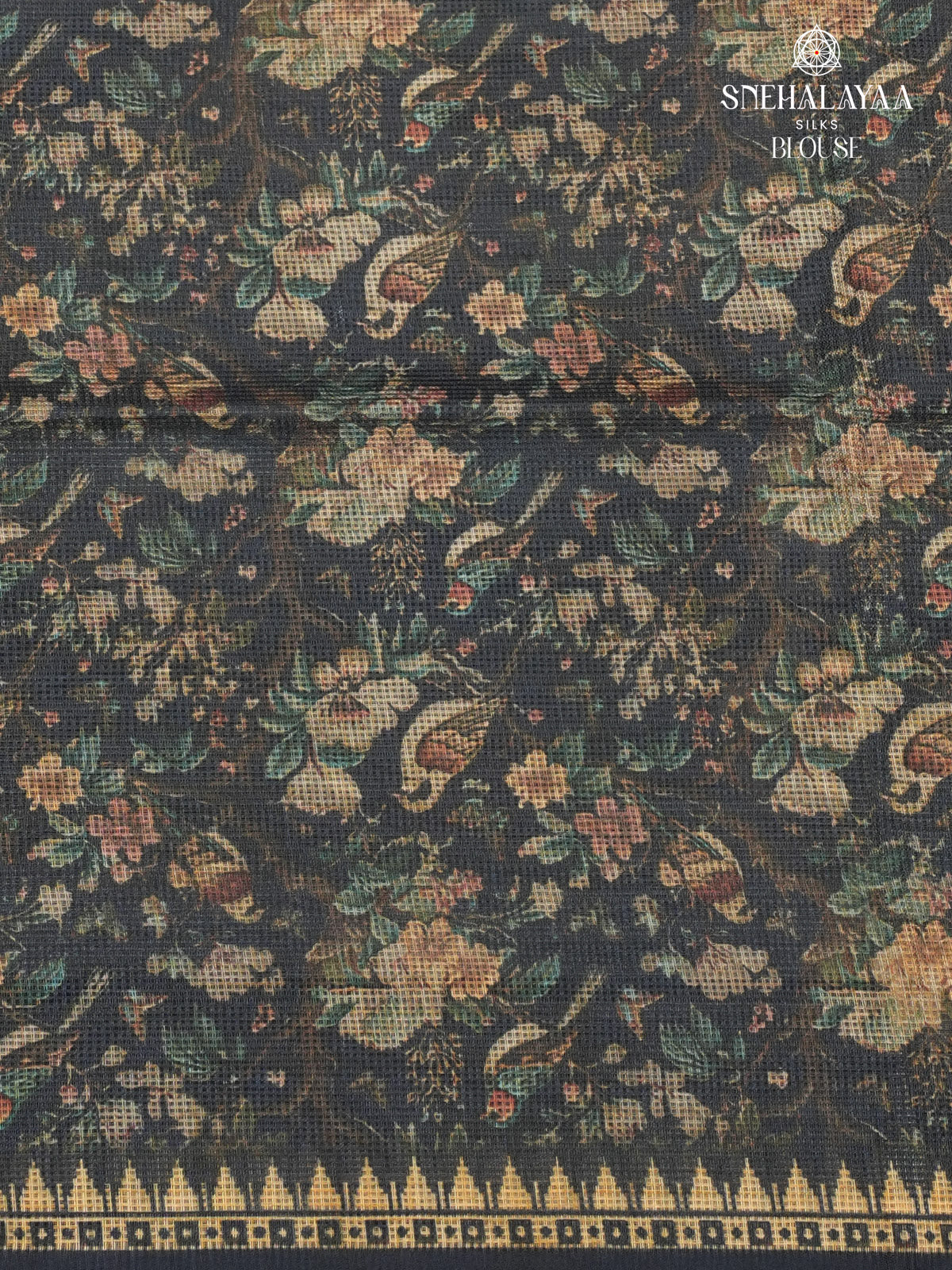 Black Printed Kota Saree