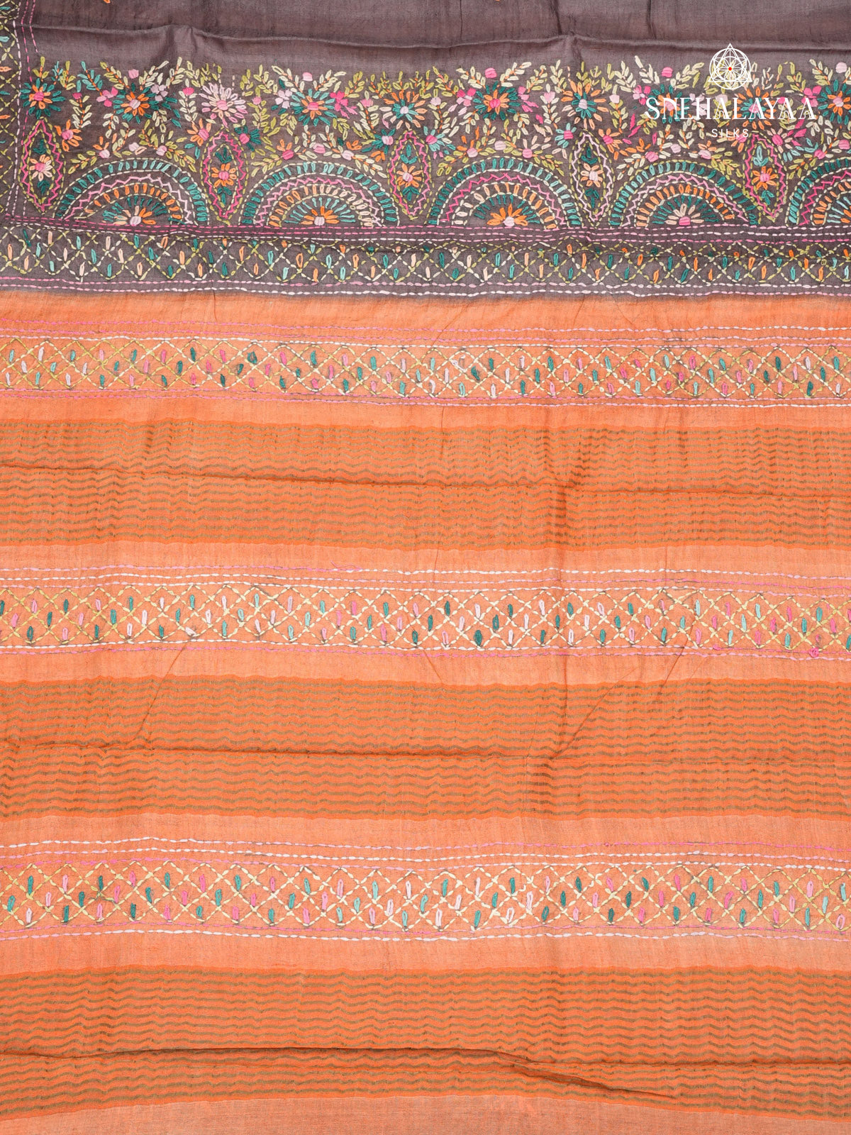 Grey Tussar Silk Saree