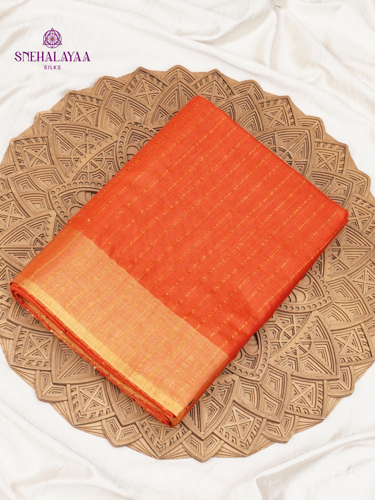 Orange Bamboo Silk Saree