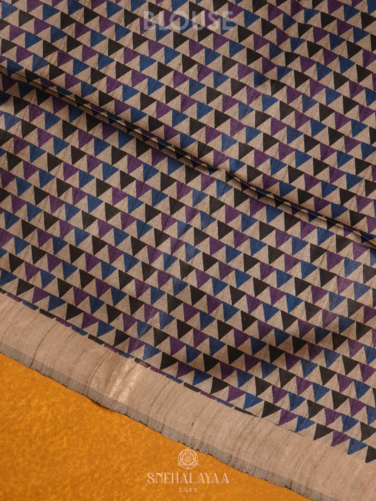 Navy Blue Tussar Saree