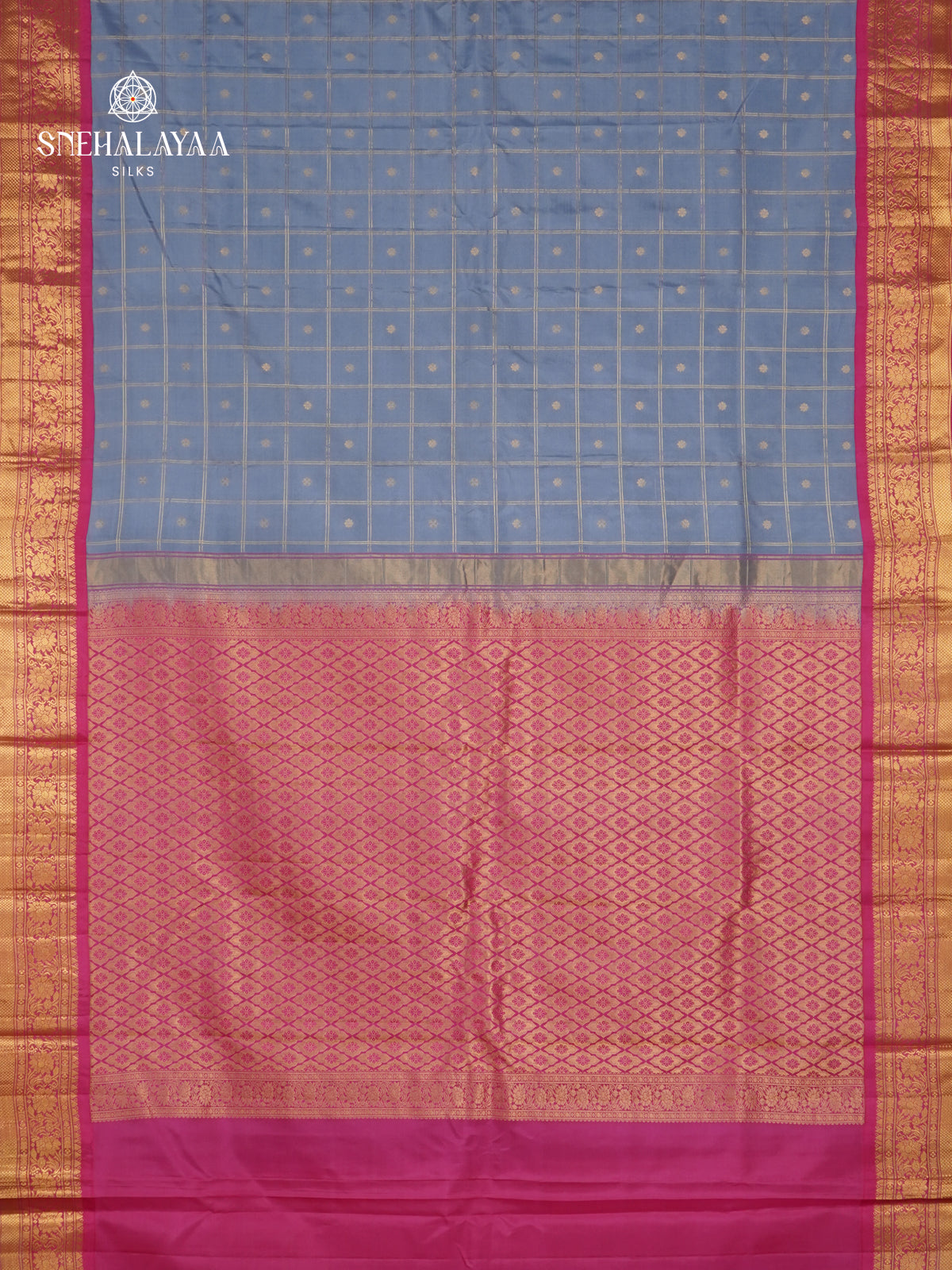 Dusty Blue Kanjivaram Silk Saree
