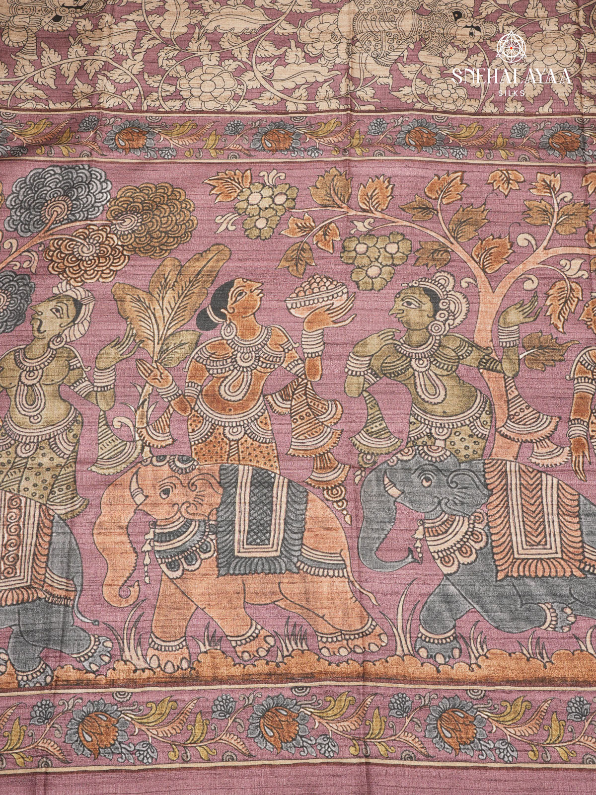 Plum Kalamkari Tussar Saree