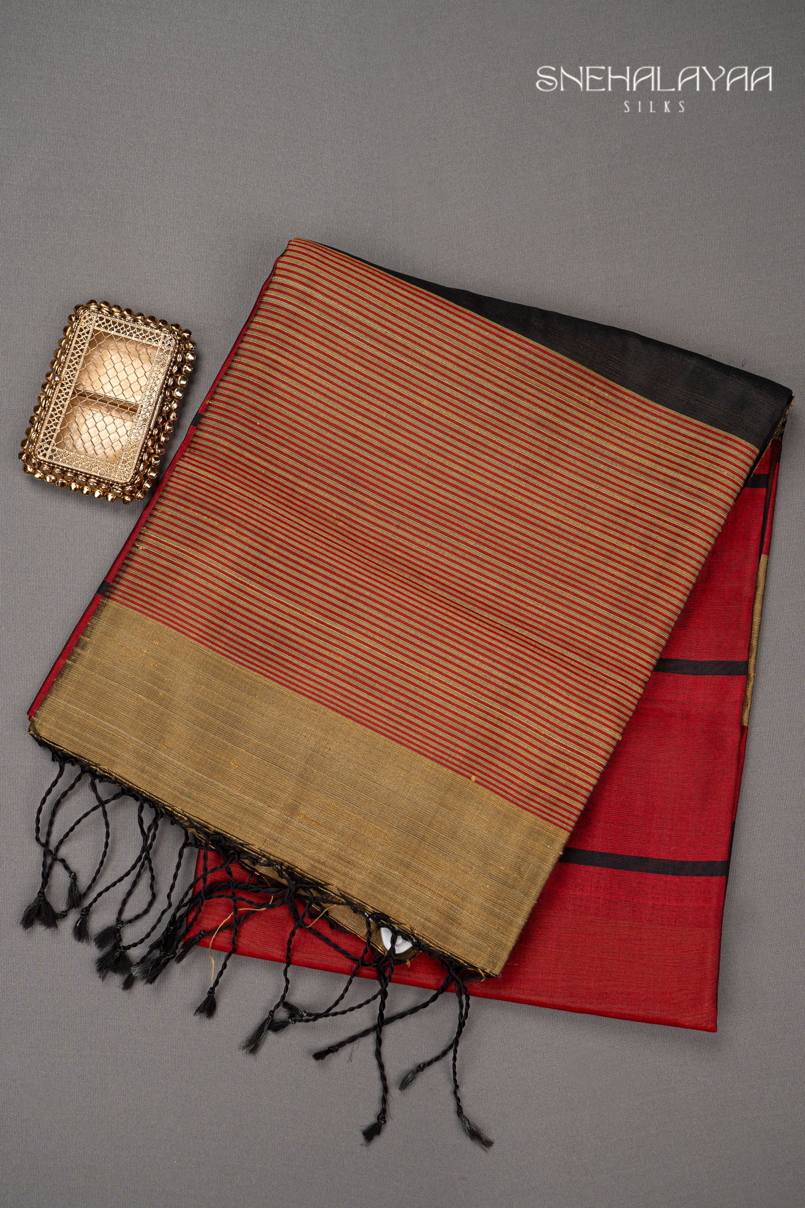 Candy Red Kora Silk Saree