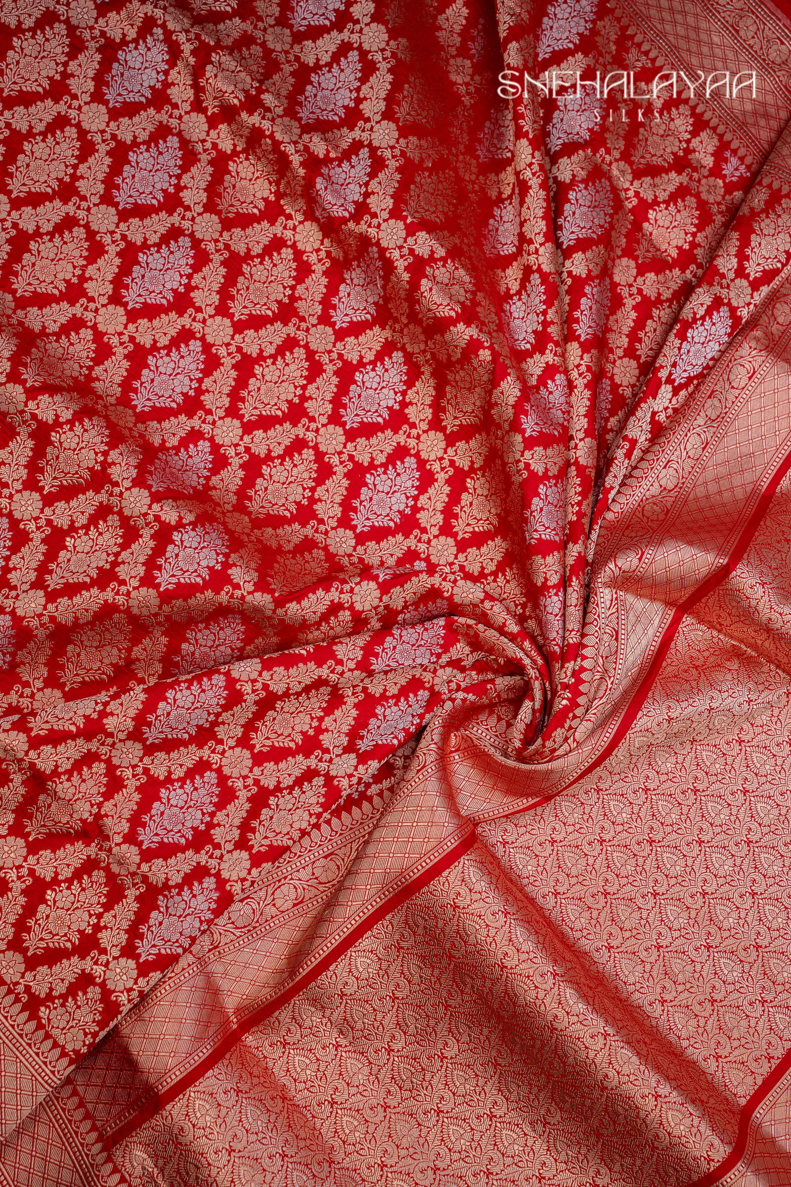 Rose Red Banaras Silk Saree