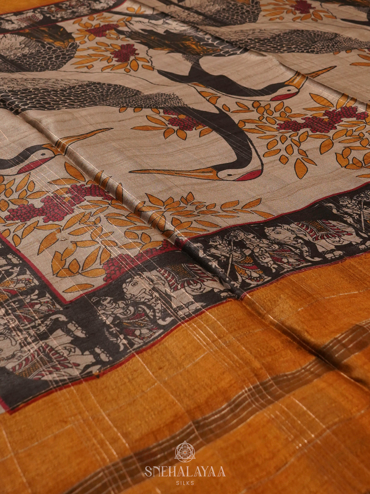 Mustard Yellow Tussar Saree