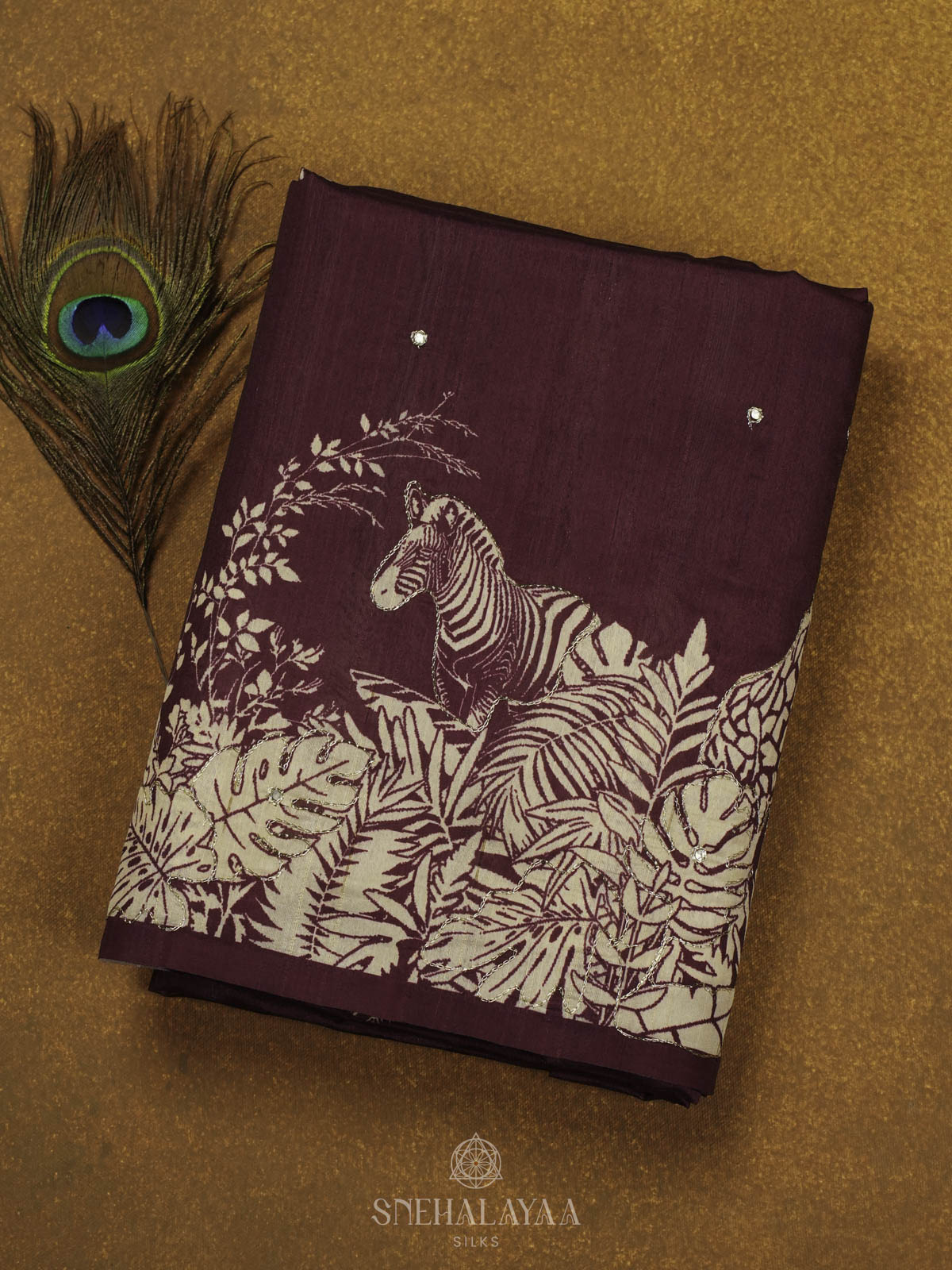 Burgundy Raw Silk Saree