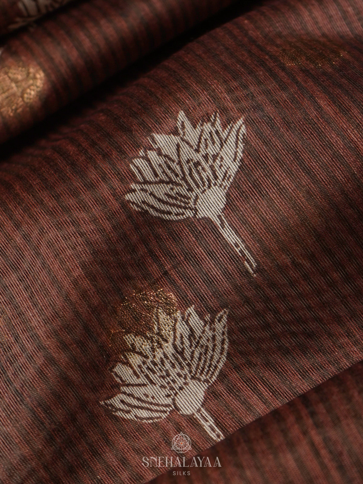 Brown Munga Tussar Saree