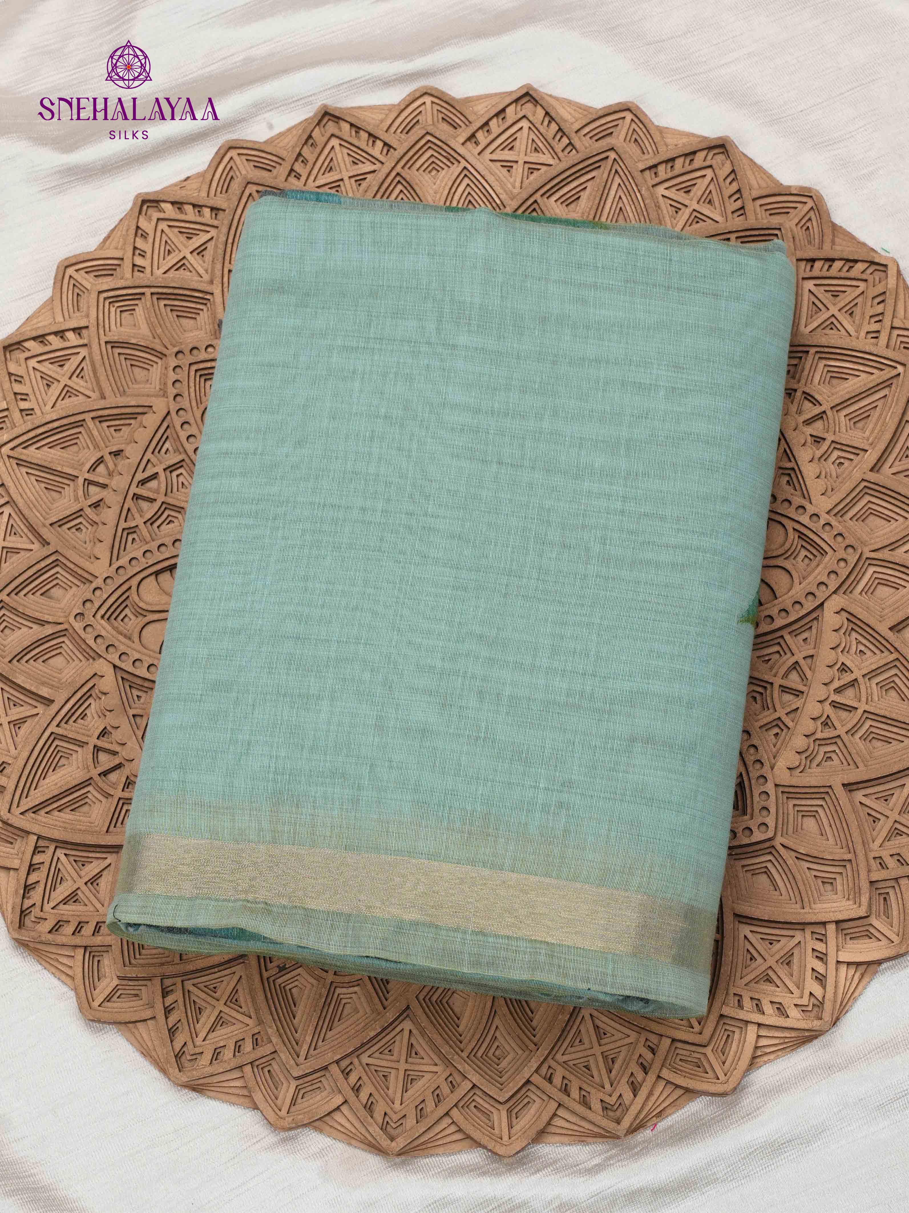 Sky Blue Munga Cotton Saree