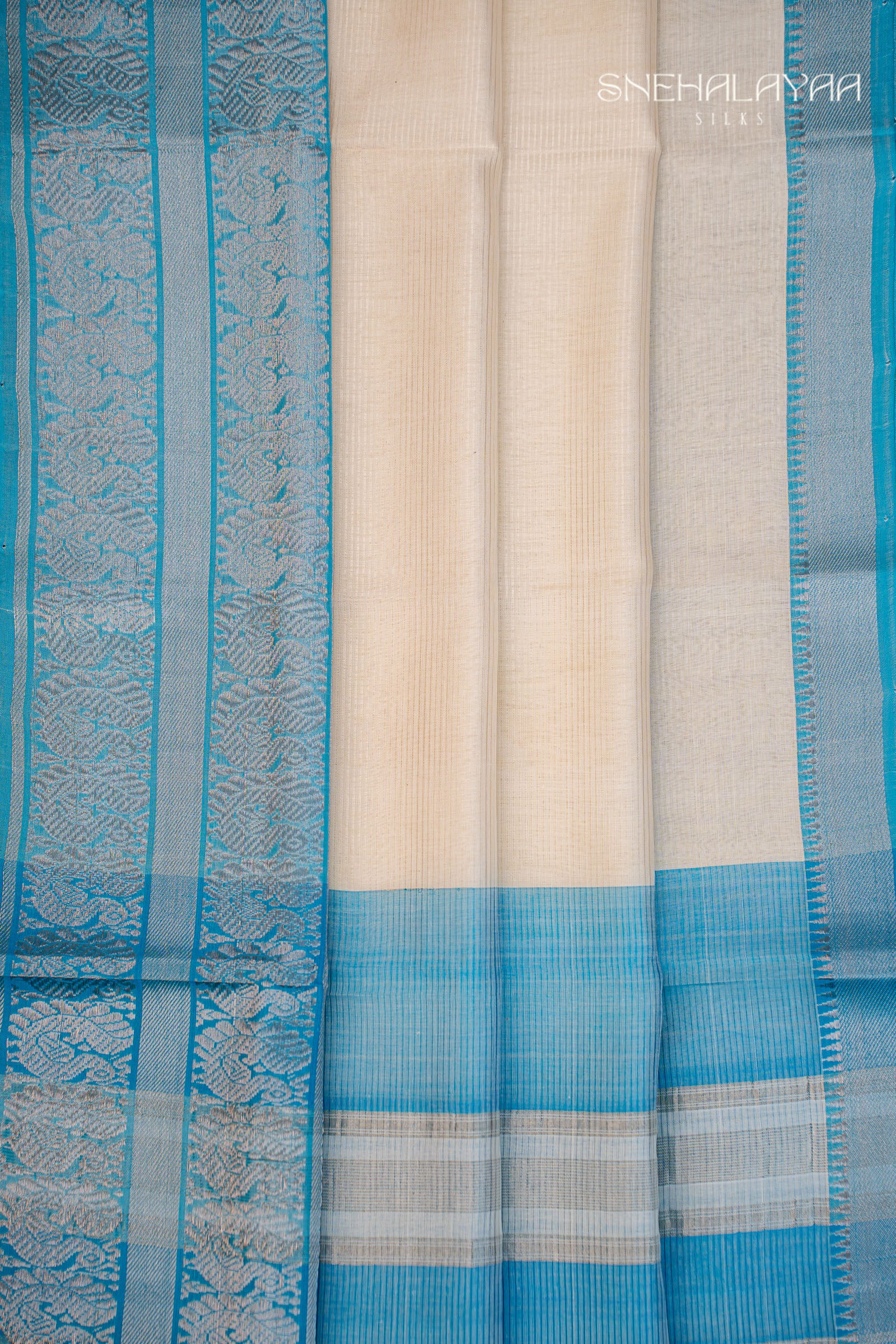 White Mangalgiri Silk Saree