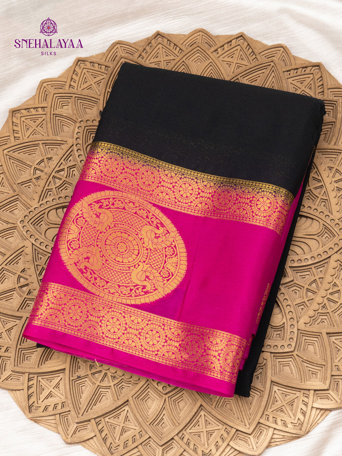 Black Mysore Silk Saree