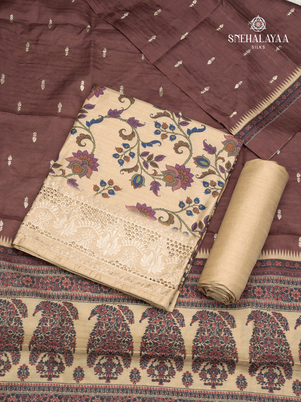 Sandal Tussar 3-Piece Salwar Suit Material