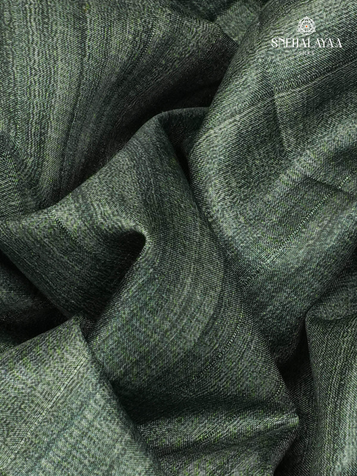 Pastel Green Floral Printed Tussar Saree