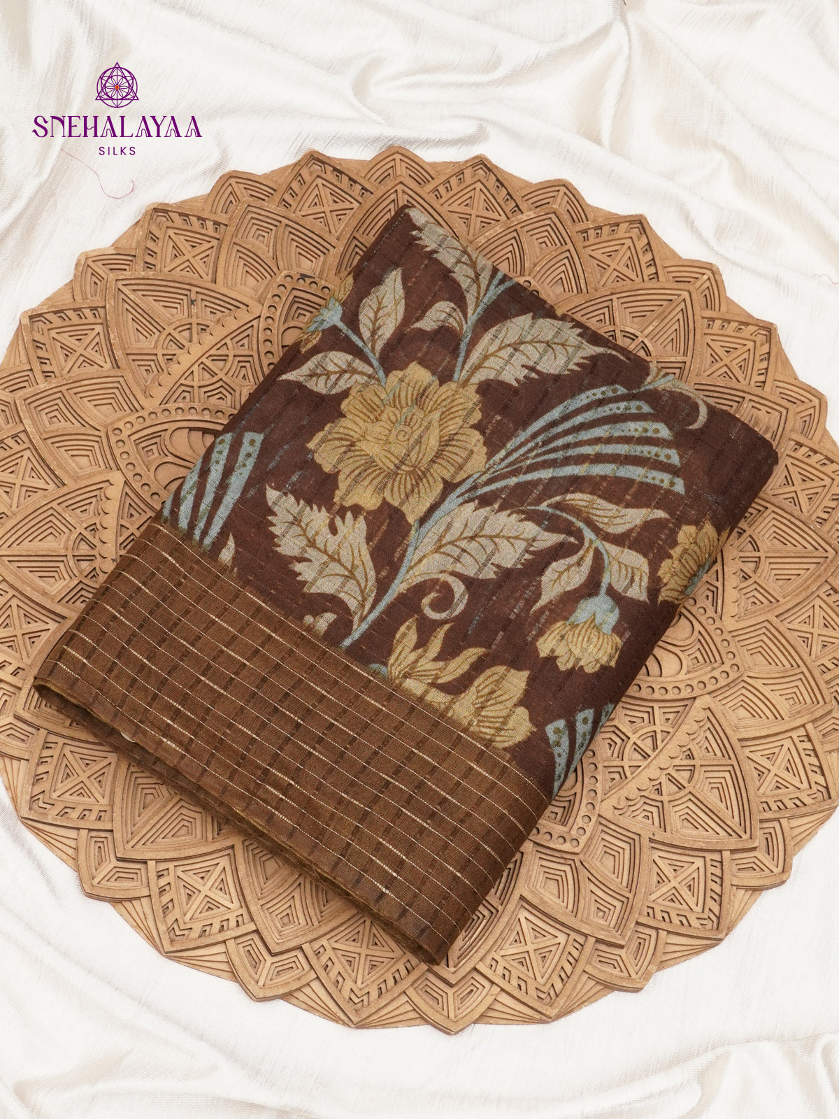 Brown Bamboo Silk Saree