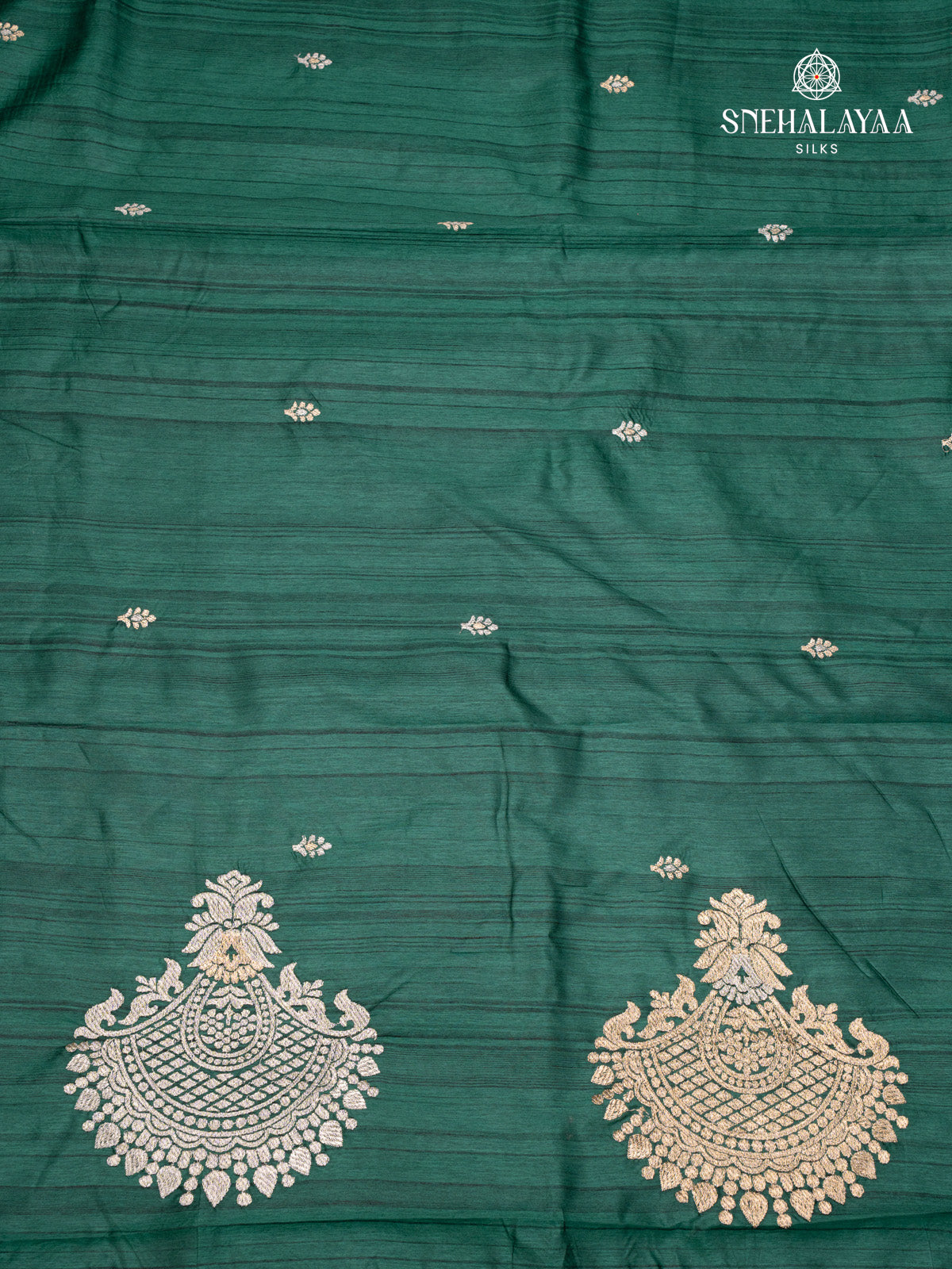 Grenn Raw Silk Embroidery Saree