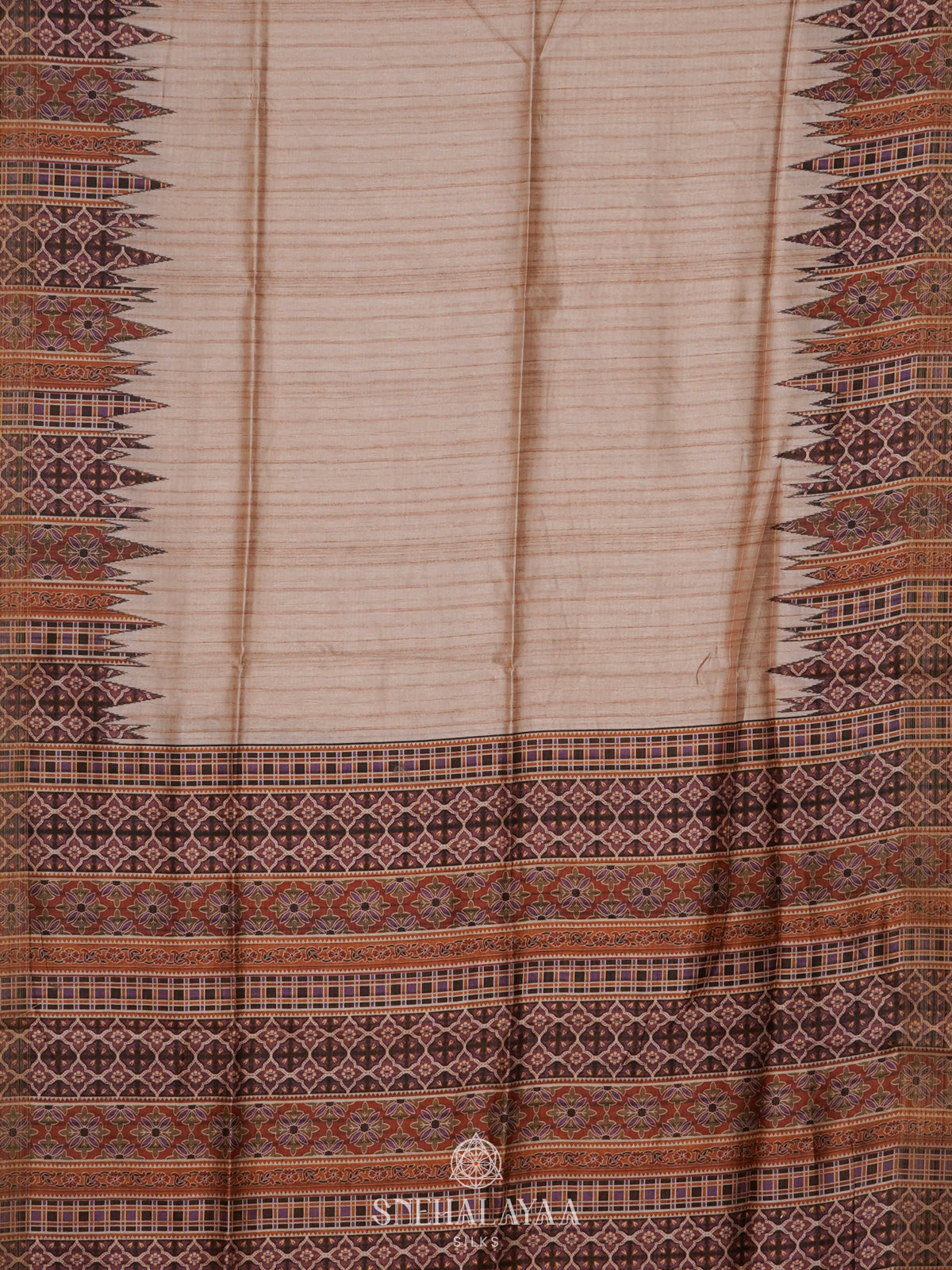 Beige Tussar Saree