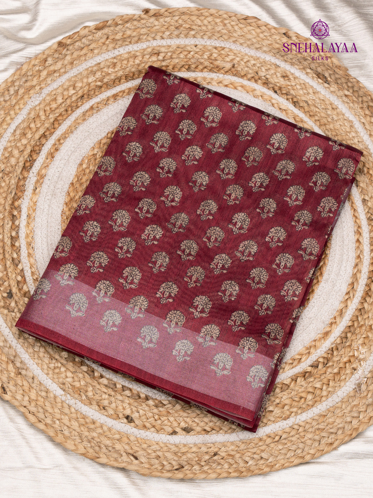 Maroon Munga Tussar Saree