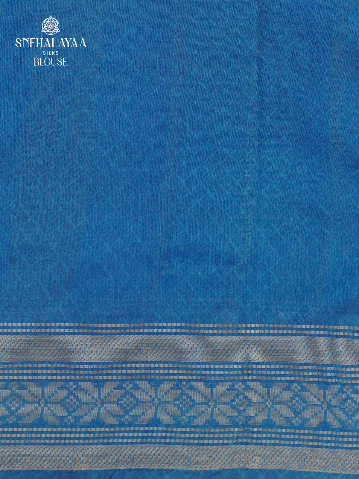 Off-White Kalamkari Saree with Blue Woven Border