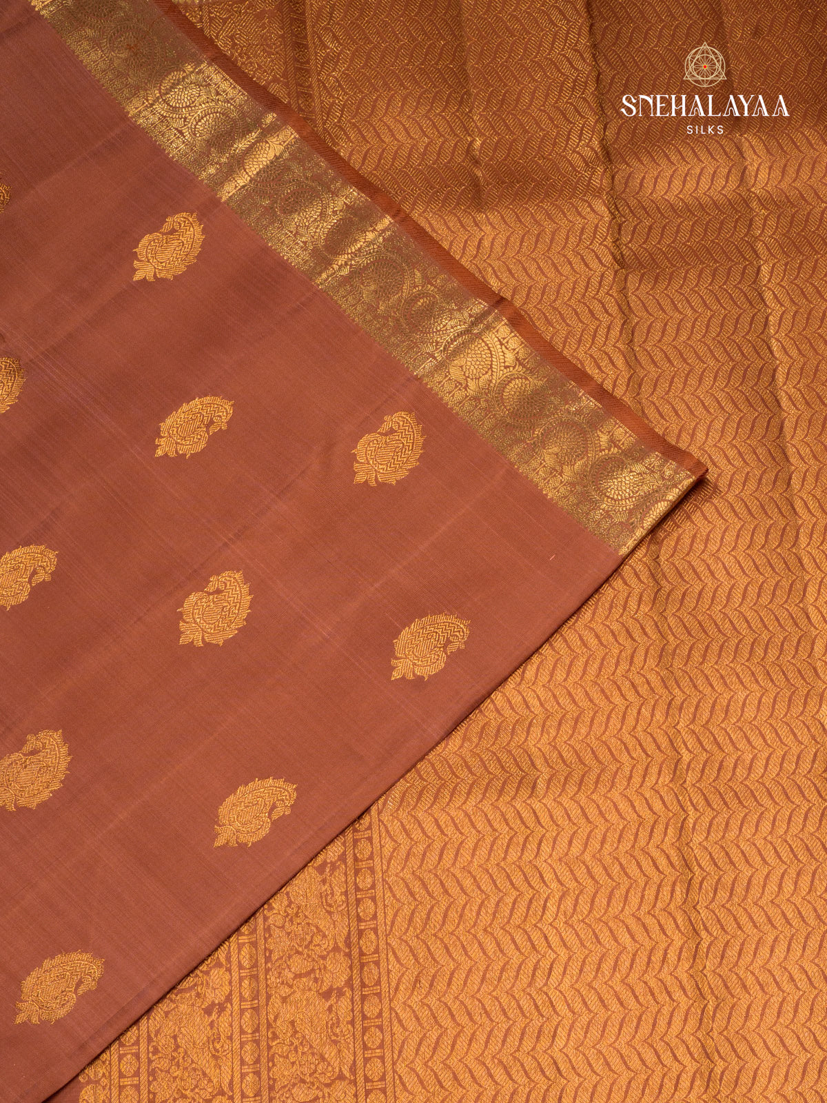 Rust Brown Kanjivaram Silk Saree