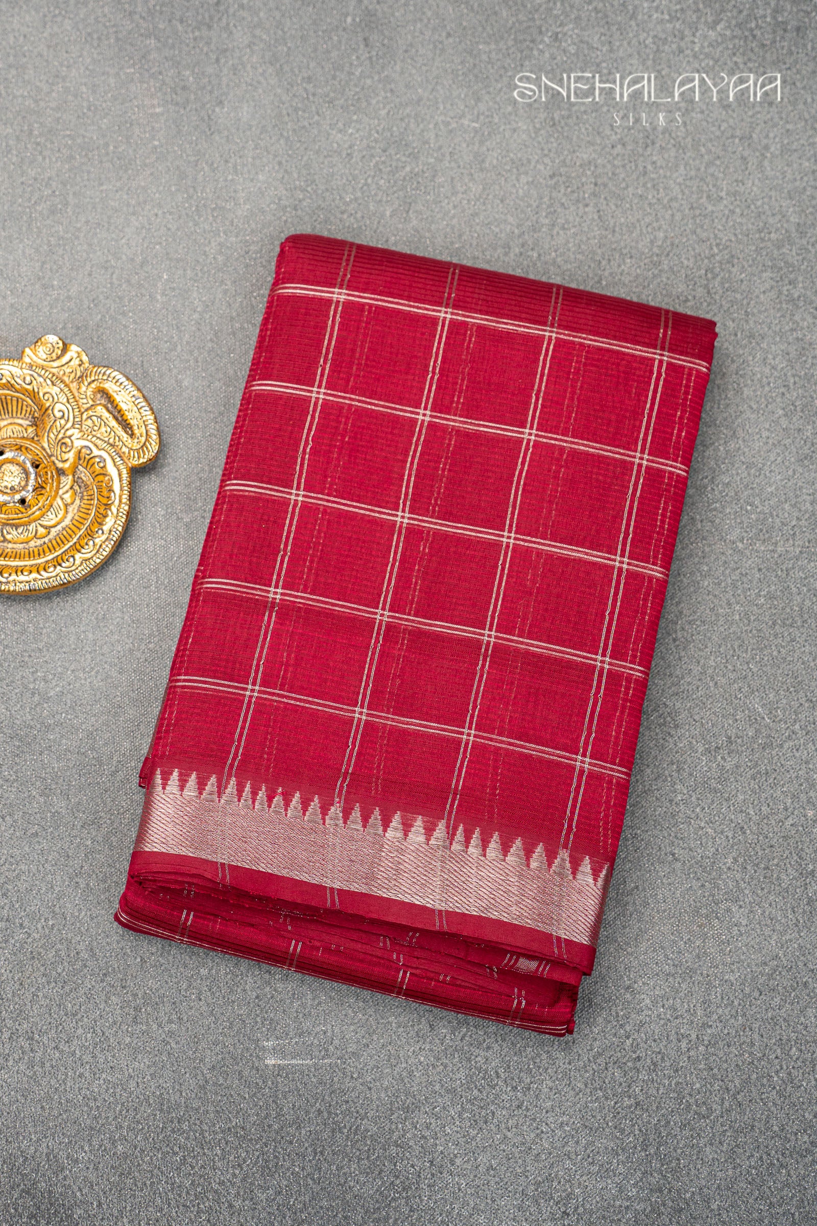 Maroon Mangalgiri Silk Saree
