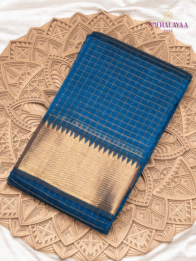 Blue Mangalagiri Silk Cotton Saree