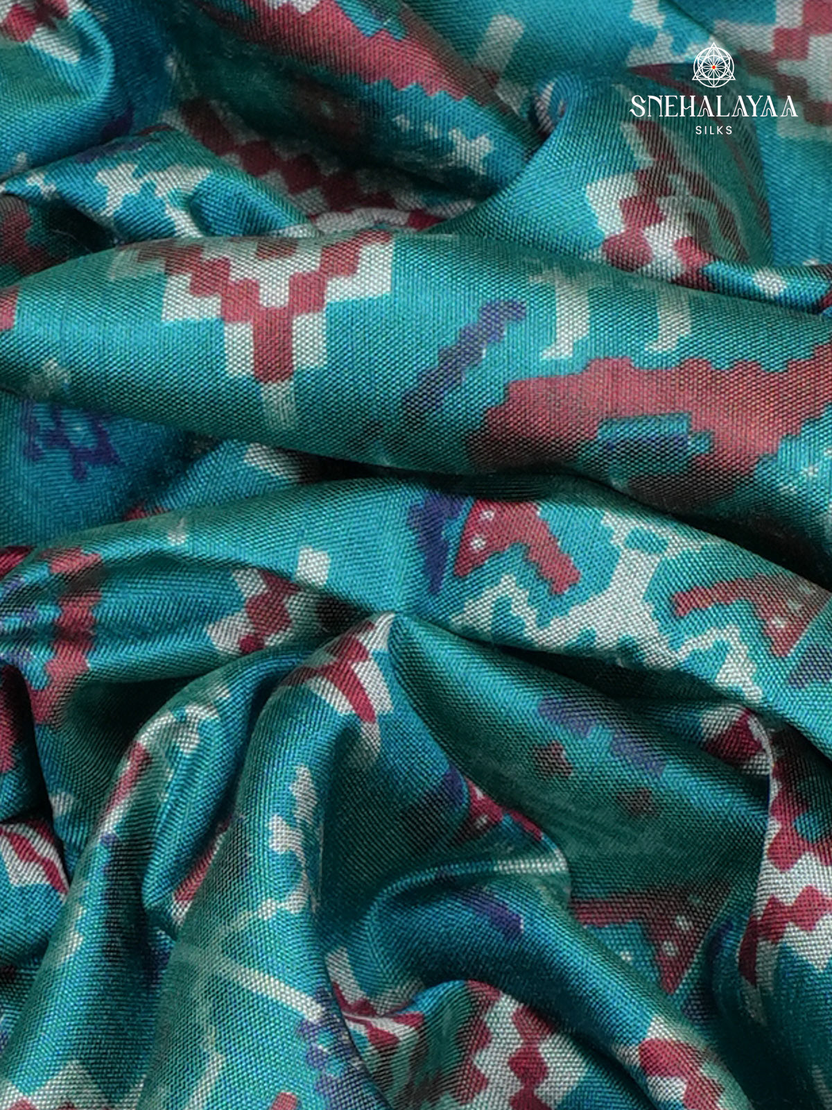 Peacock Blue Ikat Saree