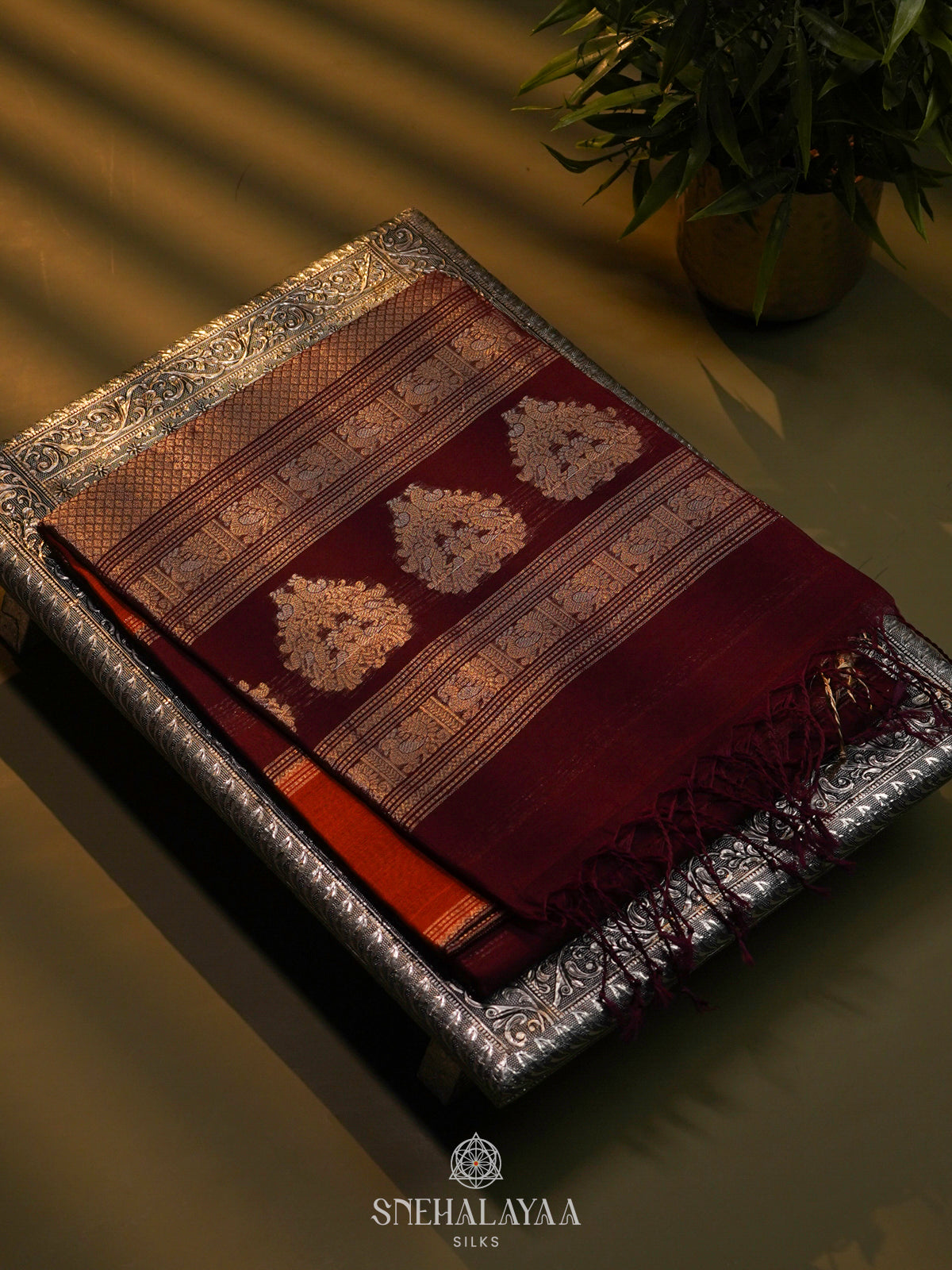 Orange Kora Silk Cotton Saree